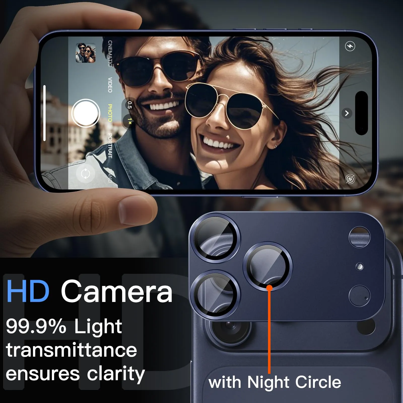 JETech Pellicola Protettiva Fotocamera per iPhone 17 Pro Max, Blu Profondo - immagine 6