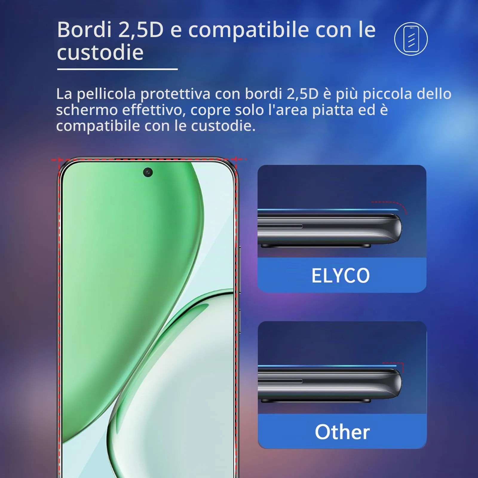 ELYCO Vetro Temperato per Honor Magic 8 Lite, 3+3 Pezzi - immagine 5