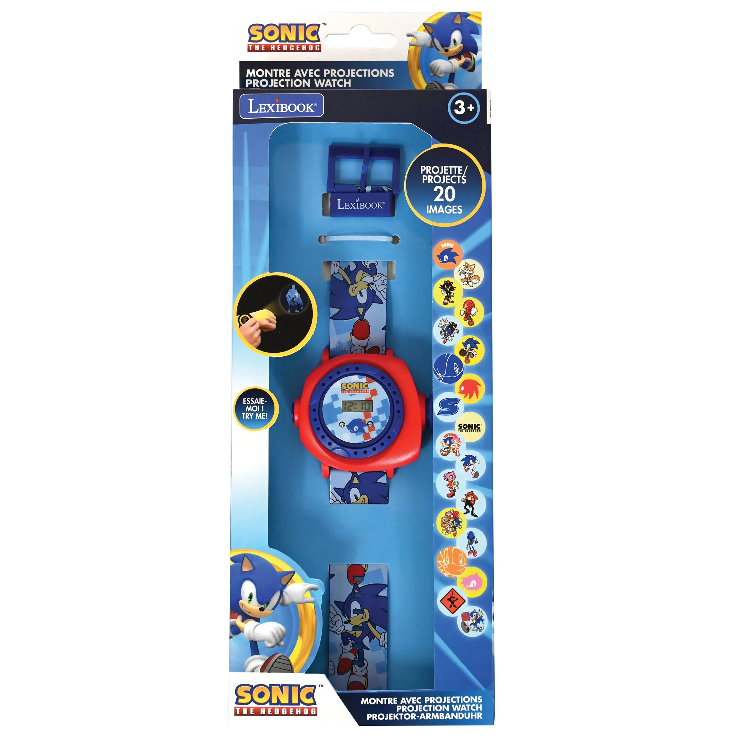 Lexibook SEGA Sonic The Hedgehog Digital Projection Watch, Blue/Red, DMW050SNLXB - immagine 5