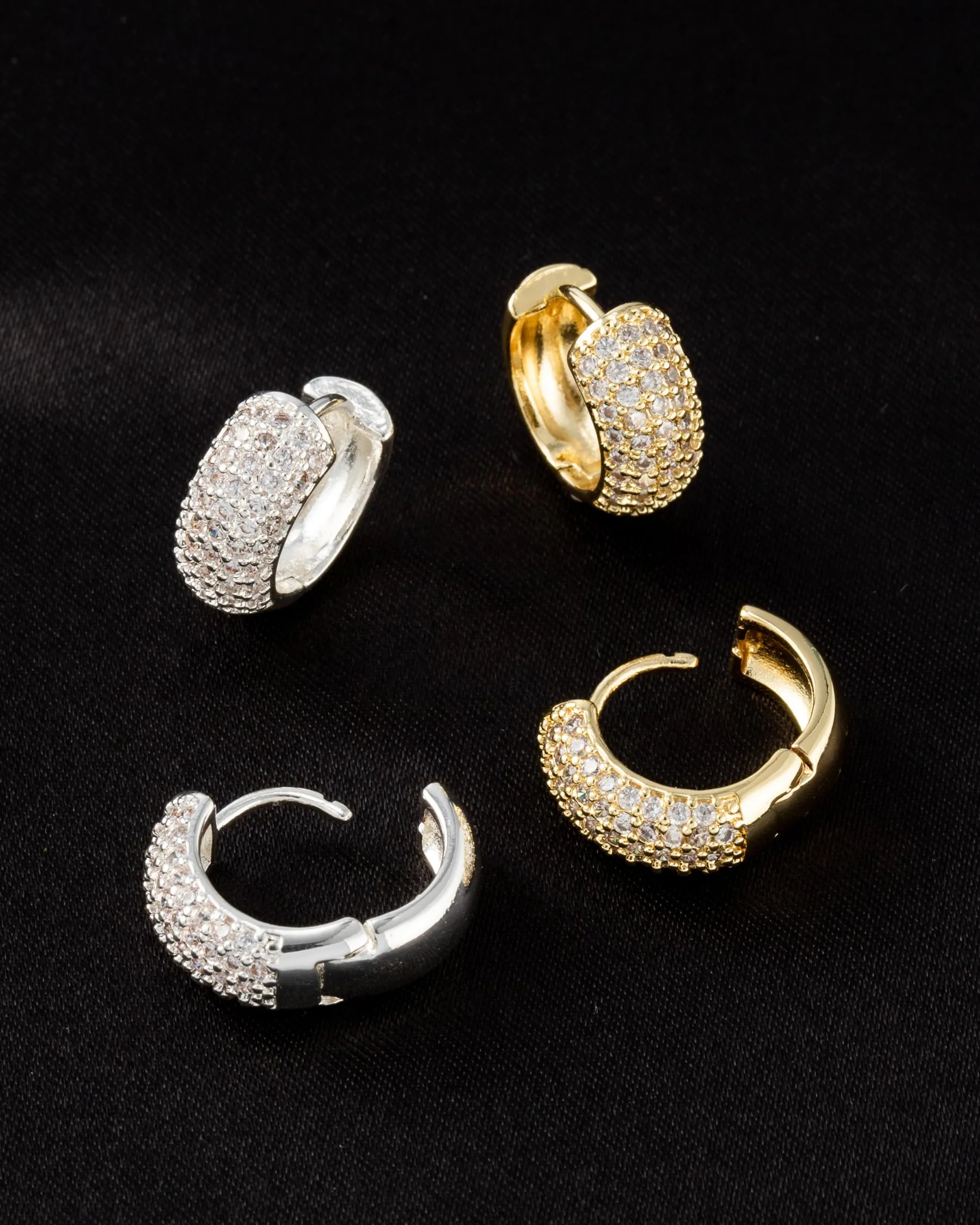 HANLI Orecchini a Cerchio Uomo Oro Placcato 14K Zirconi Cubici - immagine 3
