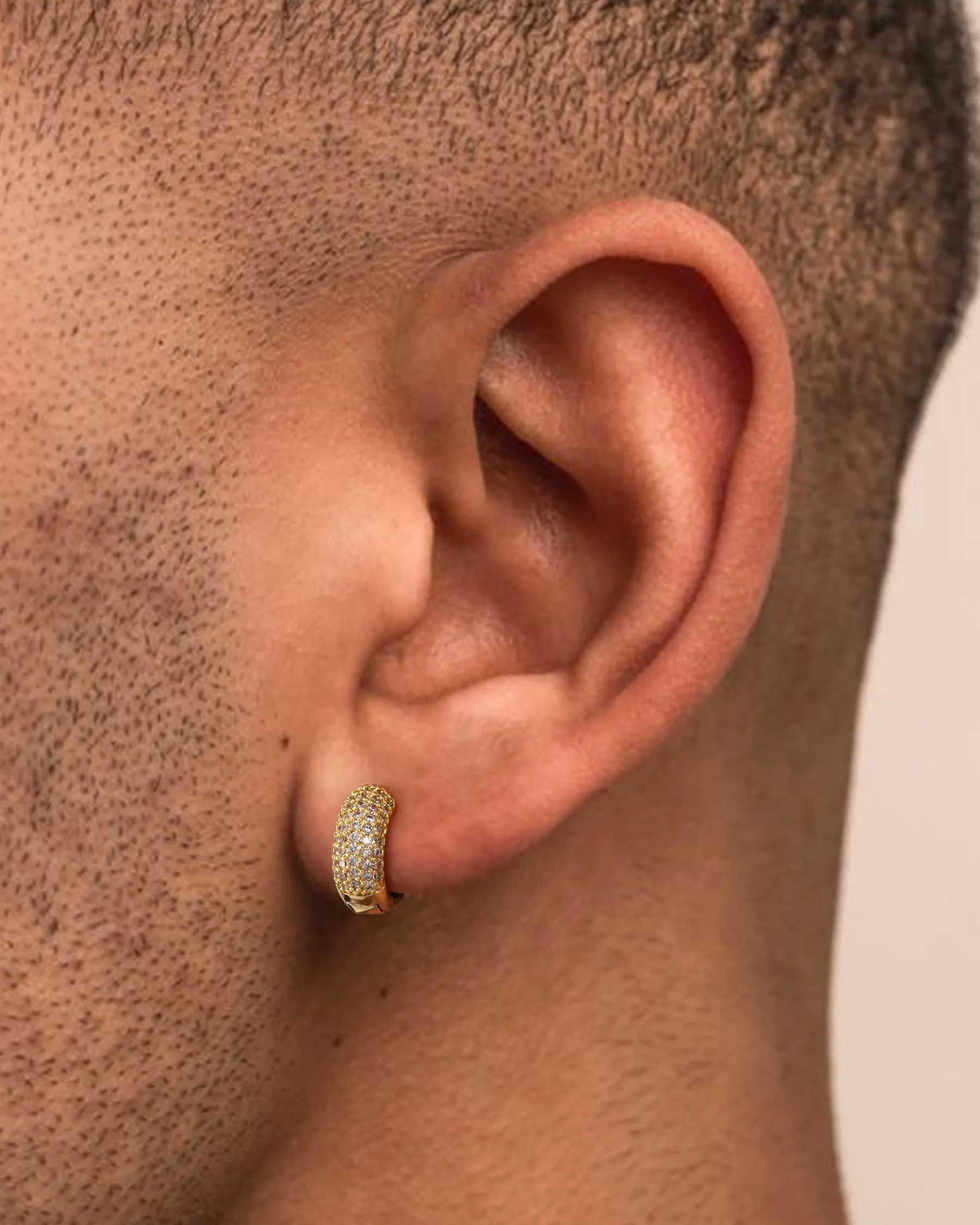 HANLI Orecchini a Cerchio Uomo Oro Placcato 14K Zirconi Cubici - immagine 6