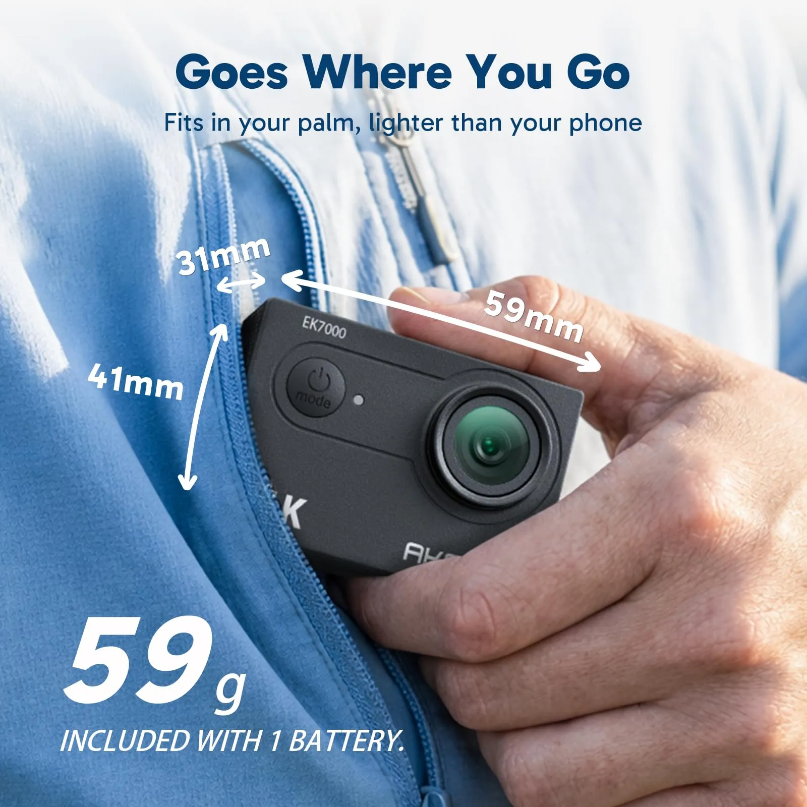 AKASO EK7000 Action Cam 4K 30FPS, WiFi, 20MP - immagine 4