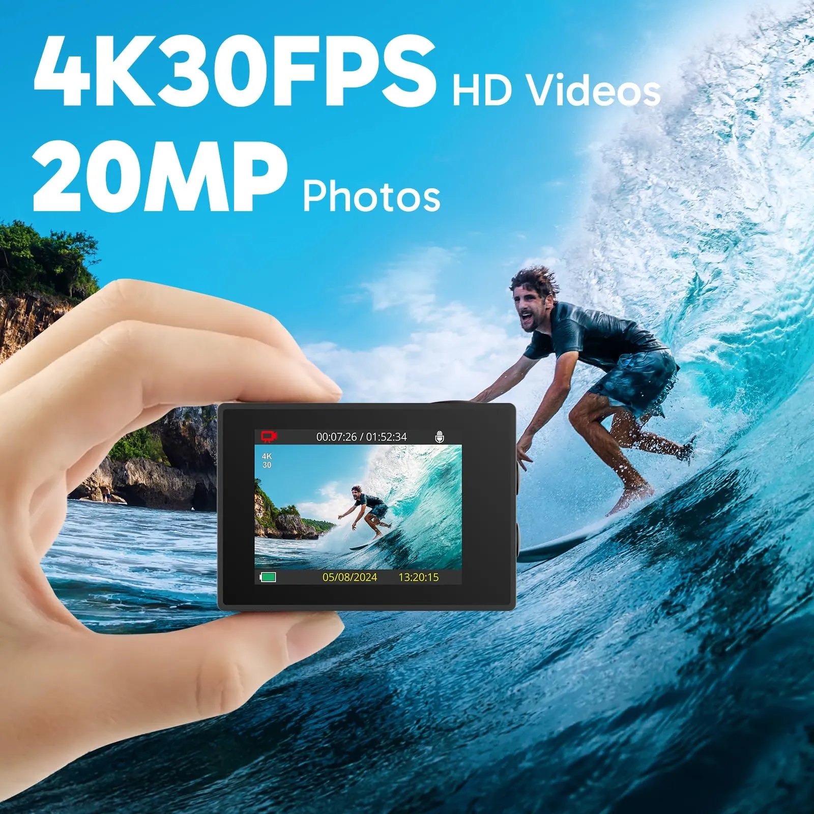 AKASO EK7000 Action Cam 4K 30FPS, WiFi, 20MP - immagine 10