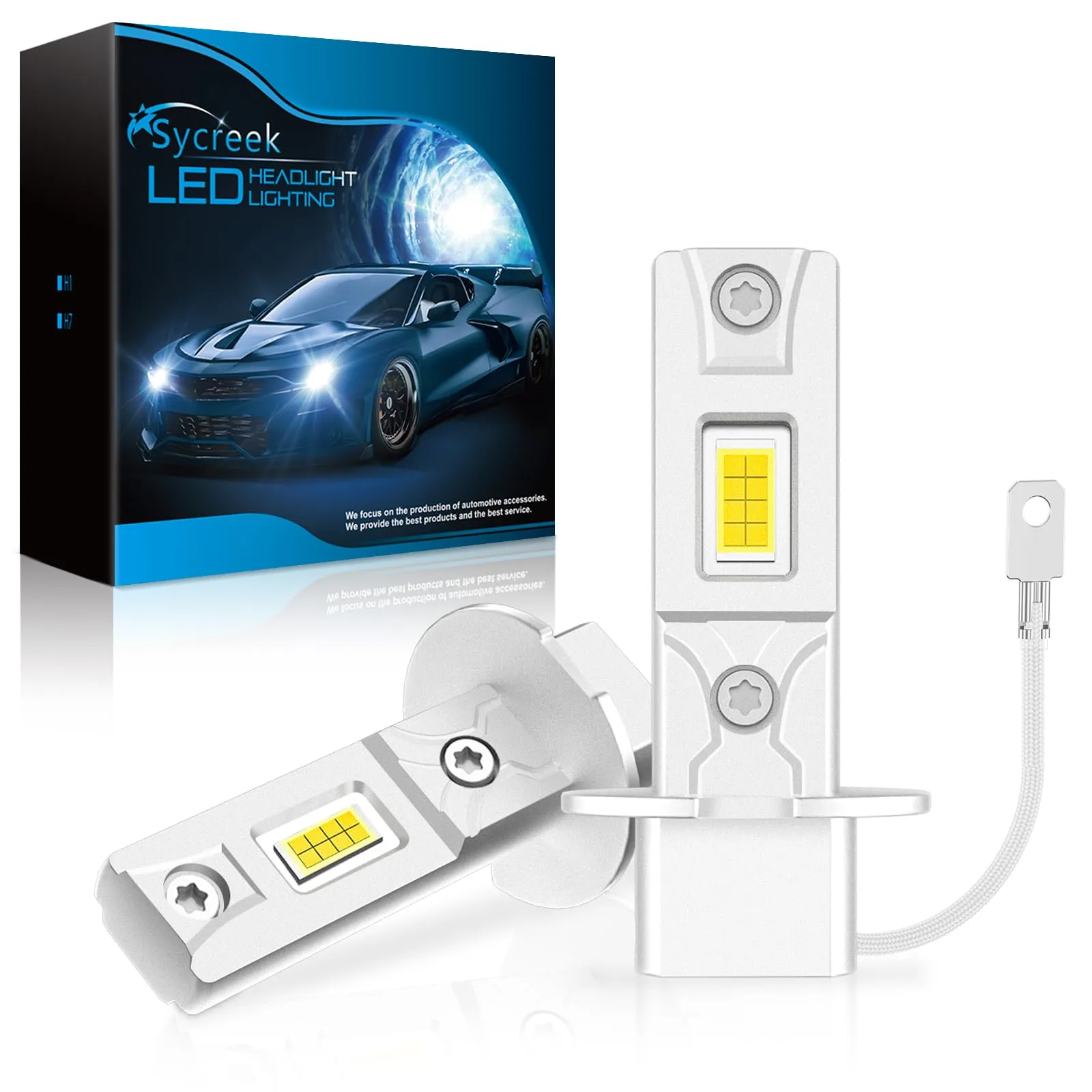 Sycreek Lampadine H3 LED 30000LM 6500K Bianco Freddo 12V per Auto e Moto - immagine 1