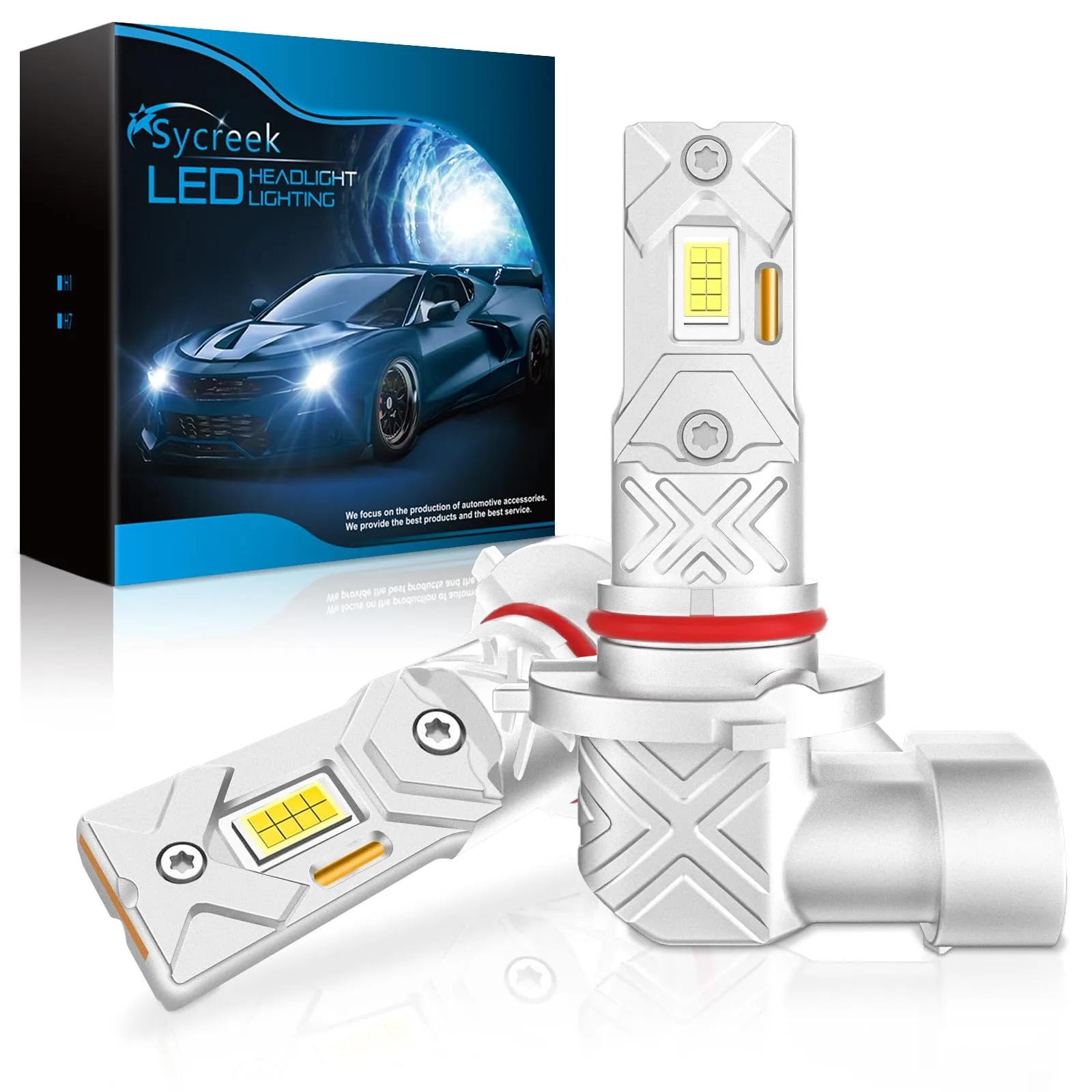 Sycreek HB3 9005 LED Headlight Bulbs, 30000LM 6500K Cool White, 12V Mini Plug-n-Play for Cars and Motorcycles - immagine 1