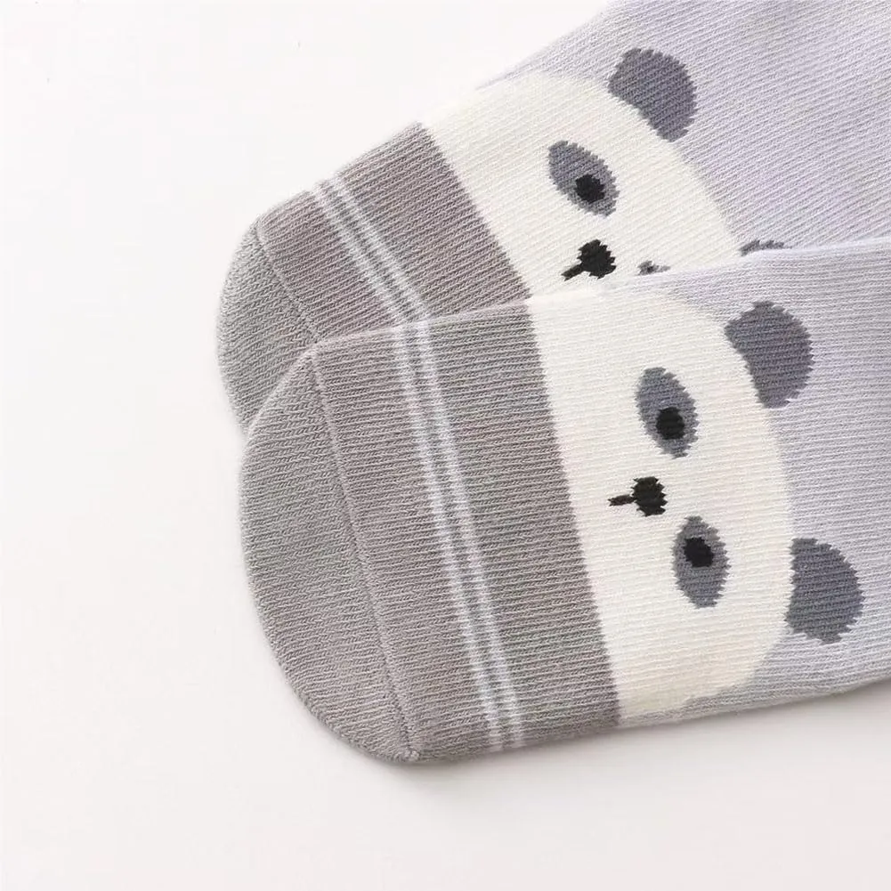 FedMois Calzini Antiscivolo in Cotone per Bambini, Motivi Animali e Strisce, 5 Paia, 3-5 Anni - immagine 3