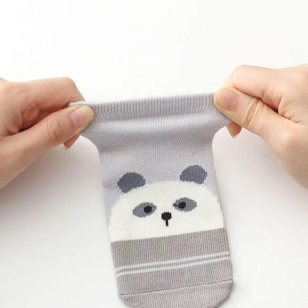FedMois Calzini Antiscivolo in Cotone per Bambini, Motivi Animali e Strisce, 5 Paia, 5-7 anni - immagine 2