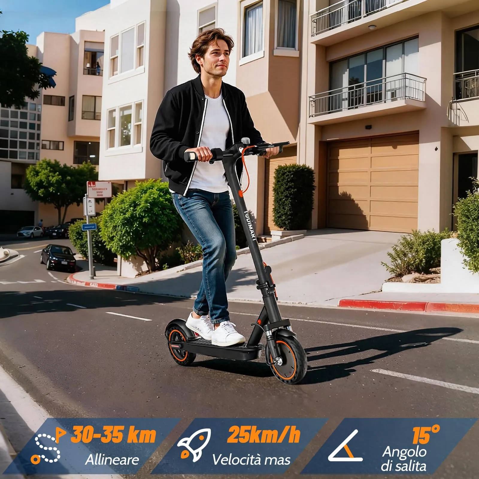 TODIMART T6S Monopattino Elettrico Adulto, 350W, 35km Autonomia, 25 km/h, Pneumatici Solidi 8.5", Pieghevole - immagine 2