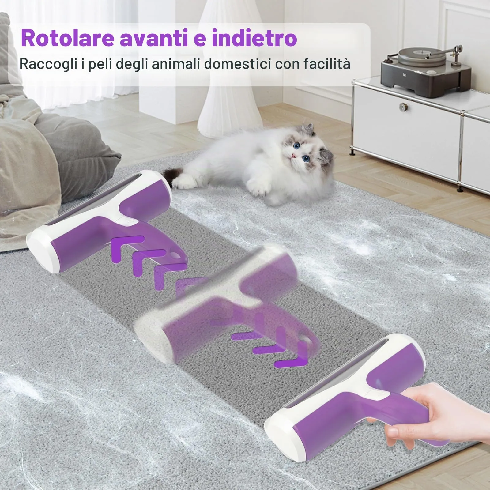 ACE2ACE Spazzola Rimuovi Peli per Animali, Viola - immagine 2