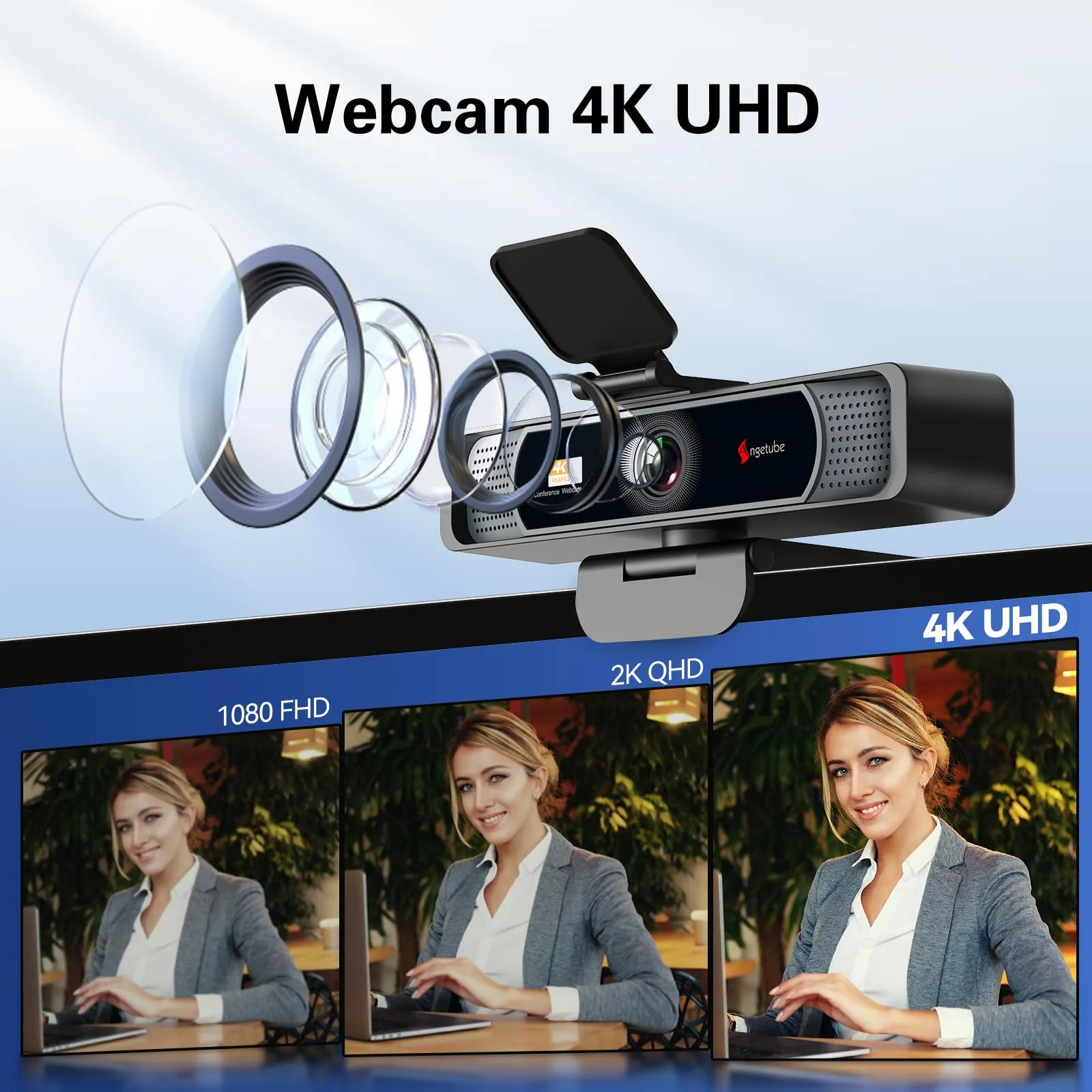 Angetube 914Max Webcam 4K, 120° Wide Angle, PDAF Autofocus, Dual Noise-Reducing Microphones - immagine 2