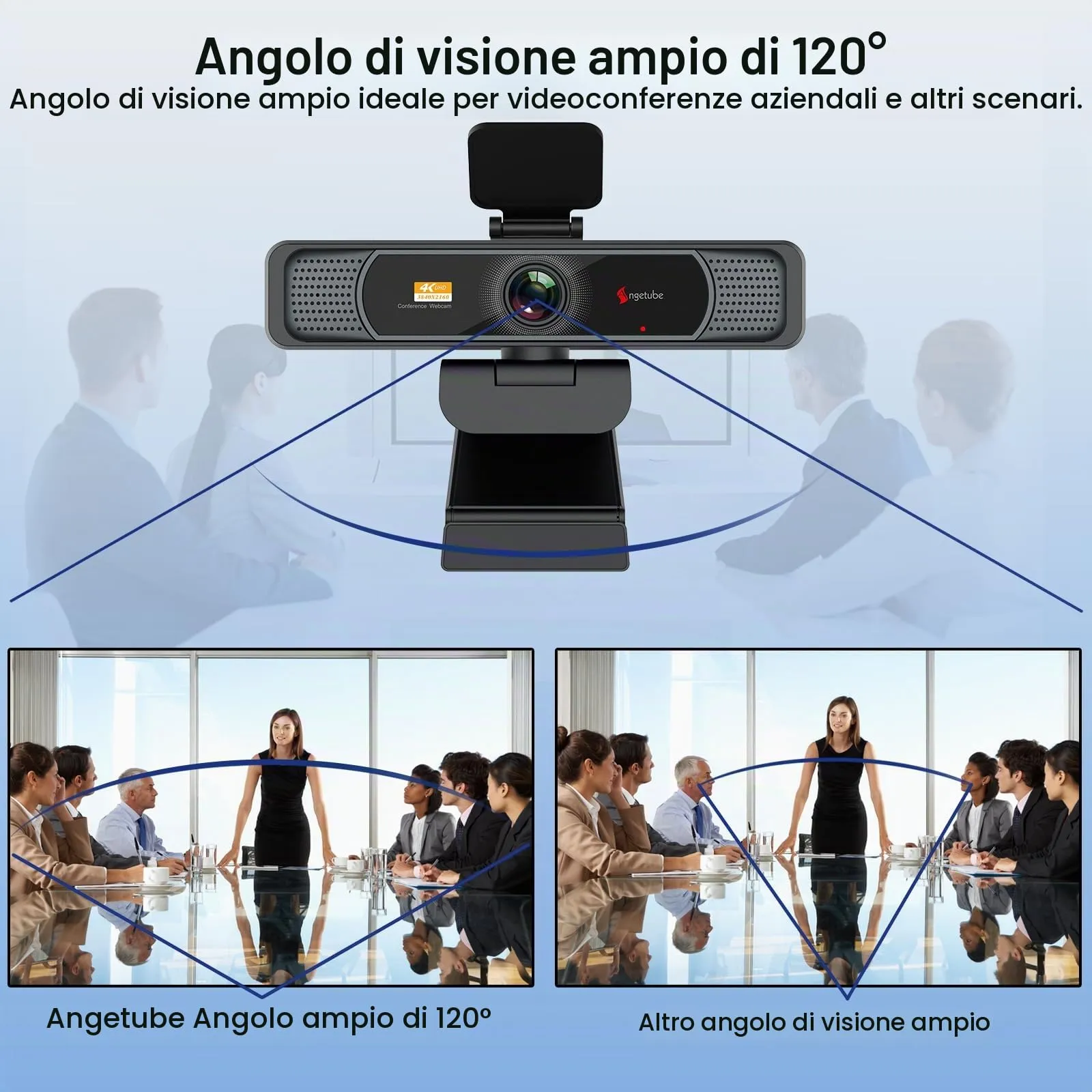 Angetube 914Max Webcam 4K, 120° Wide Angle, PDAF Autofocus, Dual Noise-Reducing Microphones - immagine 3