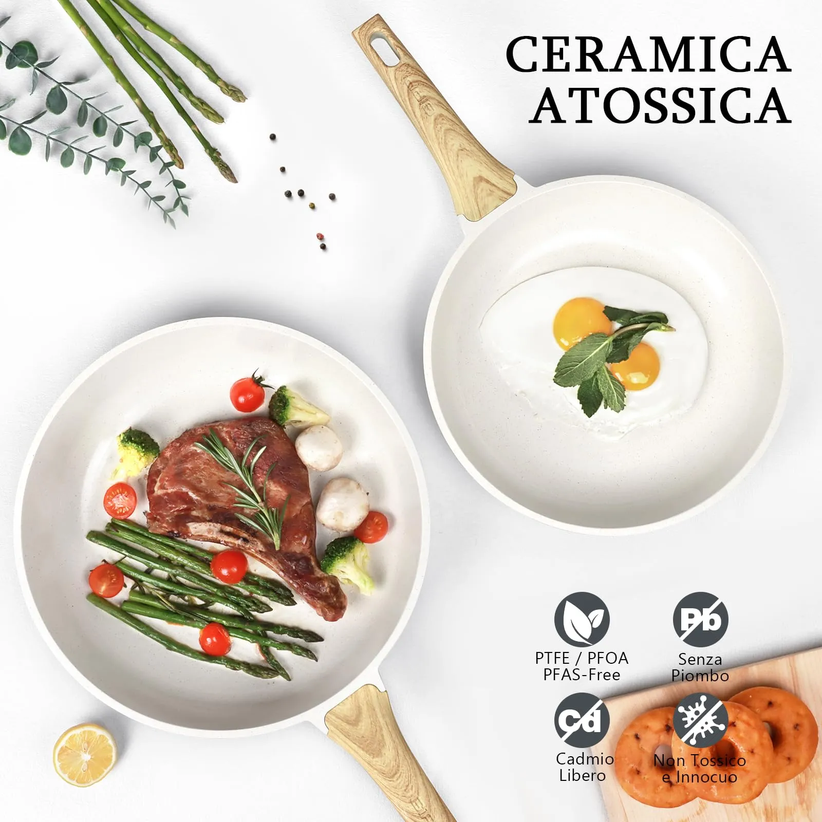 GiPP Padella Antiaderente Compatibile con Induzione, 24/26/28 cm, Bianco - immagine 6