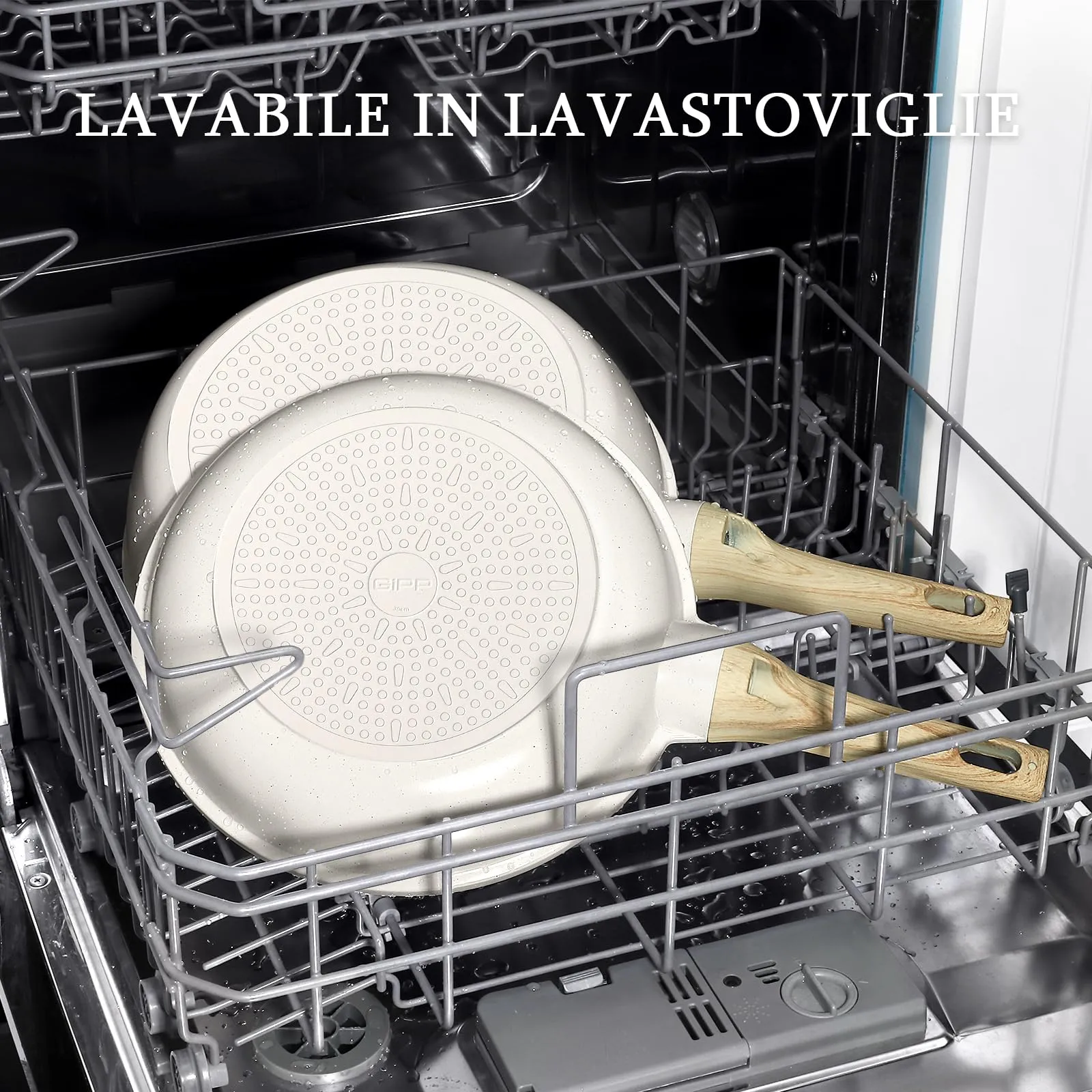 GiPP Padella Antiaderente Compatibile con Induzione, 24/26/28 cm, Bianco - immagine 7