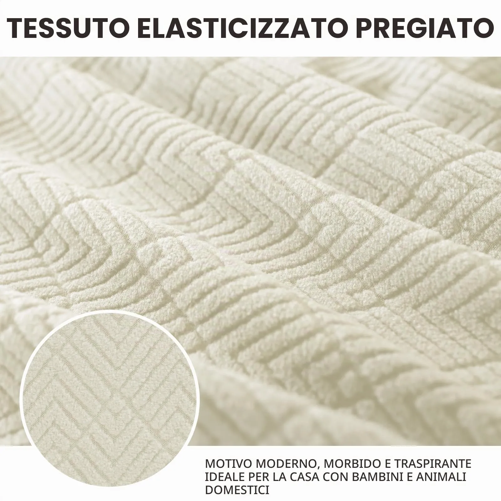 YSTELLAA Copri Testata Letto Singolo, 120cm, Elasticizzata e Lavabile, Beige - immagine 4