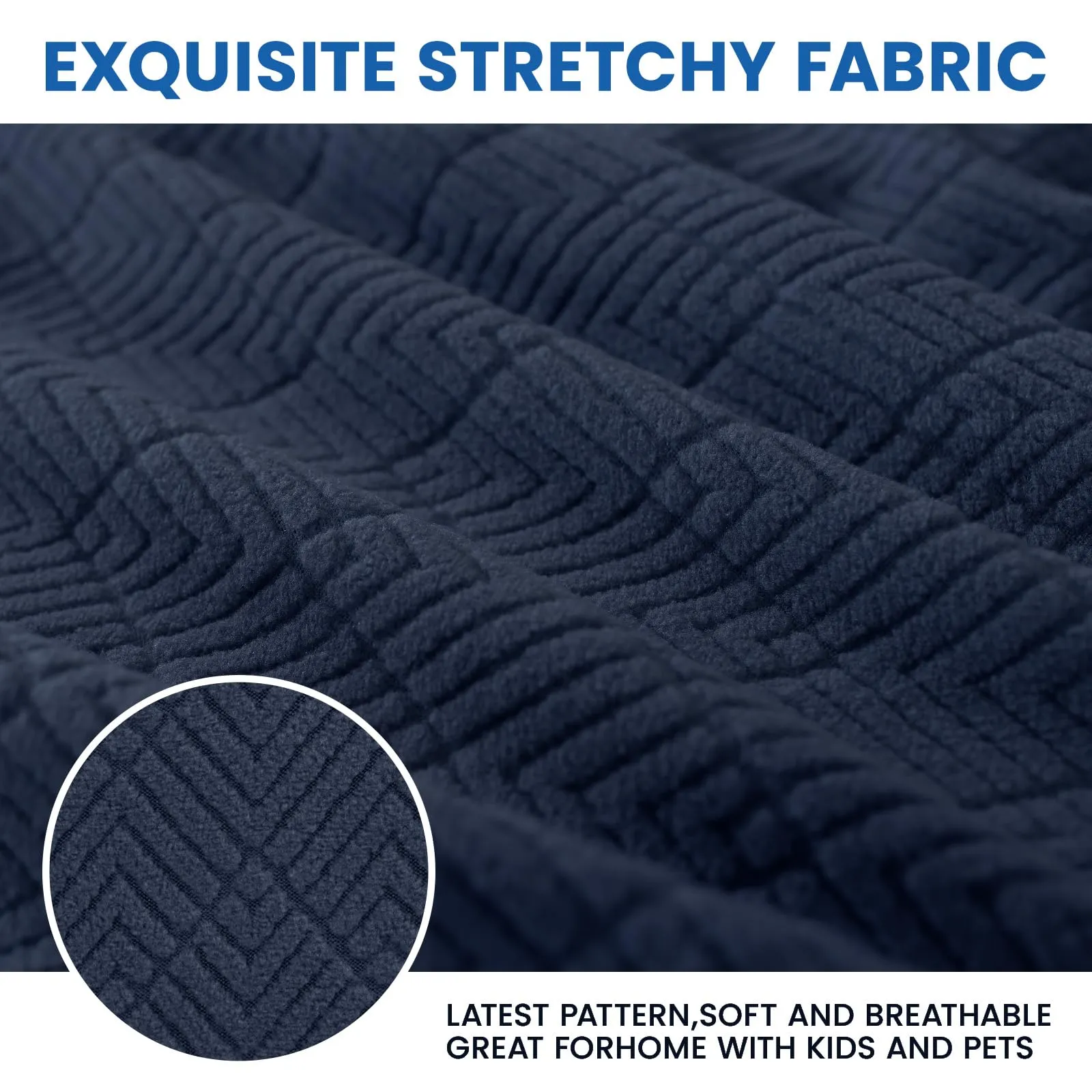 YSTELLAA Copri Testata Letto Matrimoniale Elasticizzata, 200cm, Blu Scuro - immagine 4