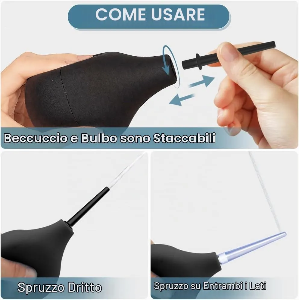 Showvigor Kit Clistere a Bulbo in Silicone, 224 ml con 5 Ugelli per Uomo e Donna - immagine 4
