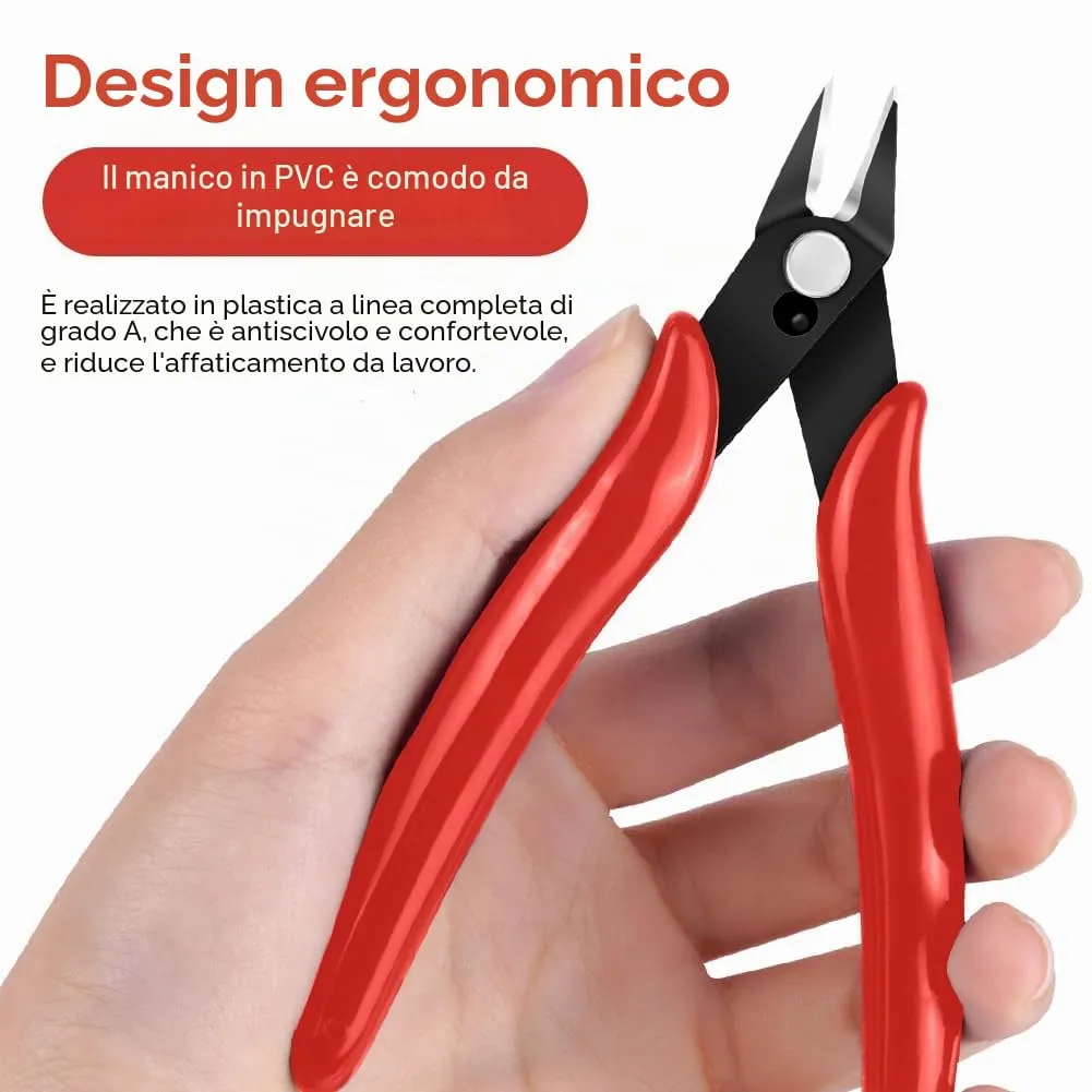 Ainiv Pinza da Taglio Diagonale di Precisione, Tronchesi Multifunzionale per Elettronica e Gioielli, Rosso - immagine 5