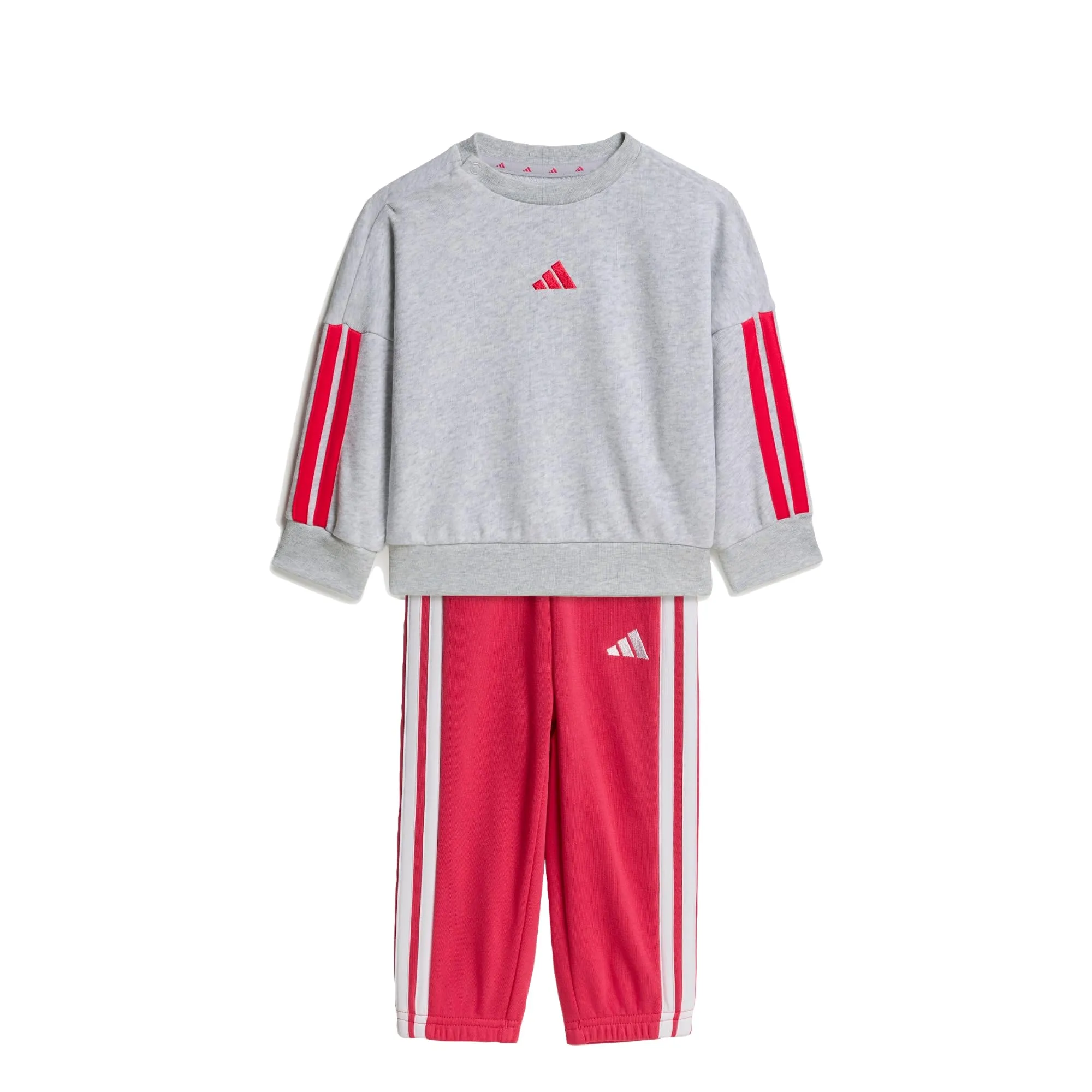 adidas Bimbi 0-24 Essentials Jogger Tracksuit, Light Grey Heather/Power Pink, 3-4 Years - immagine 1