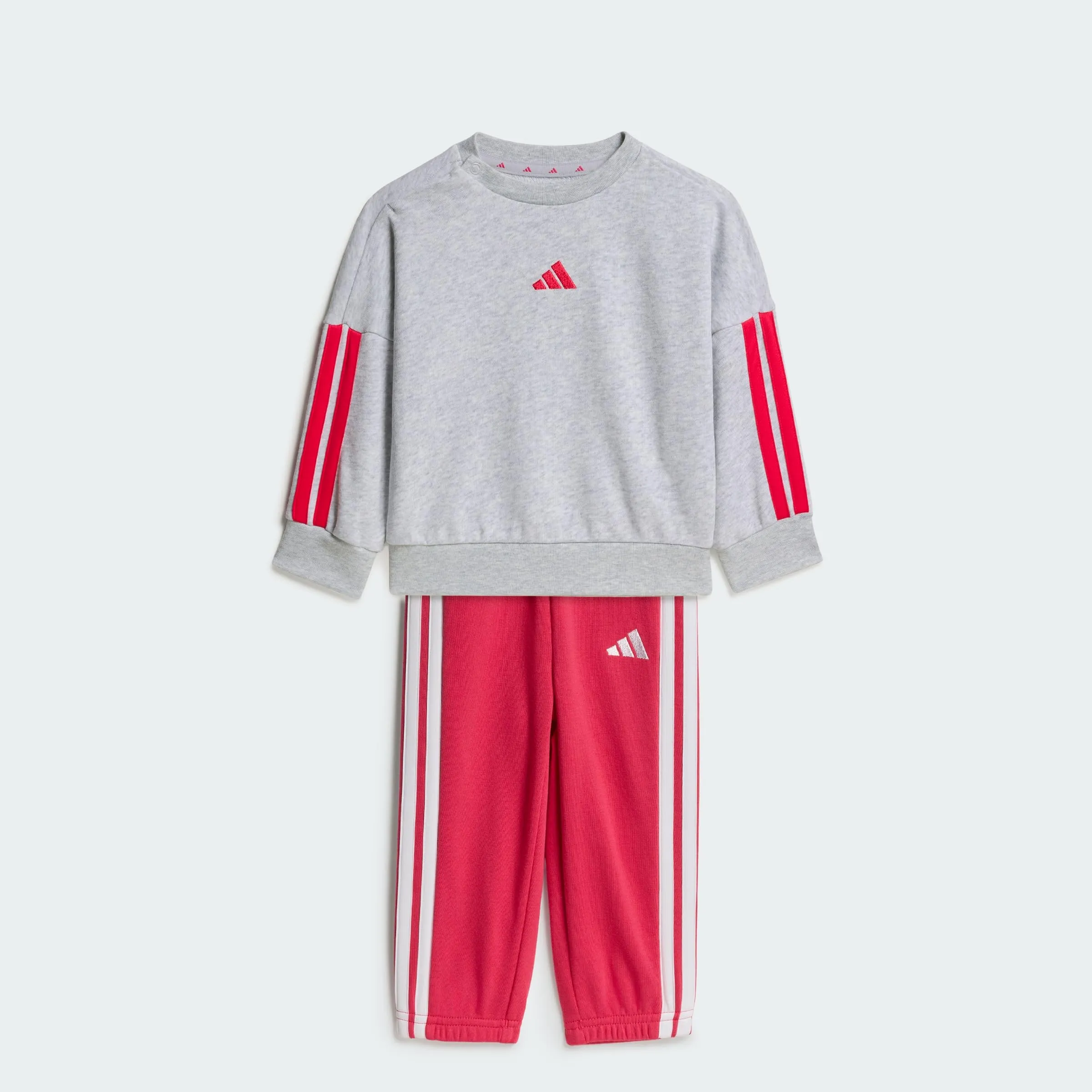 adidas Bimbi 0-24 Essentials Jogger Tracksuit, Light Grey Heather/Power Pink, 3-4 Years - immagine 4