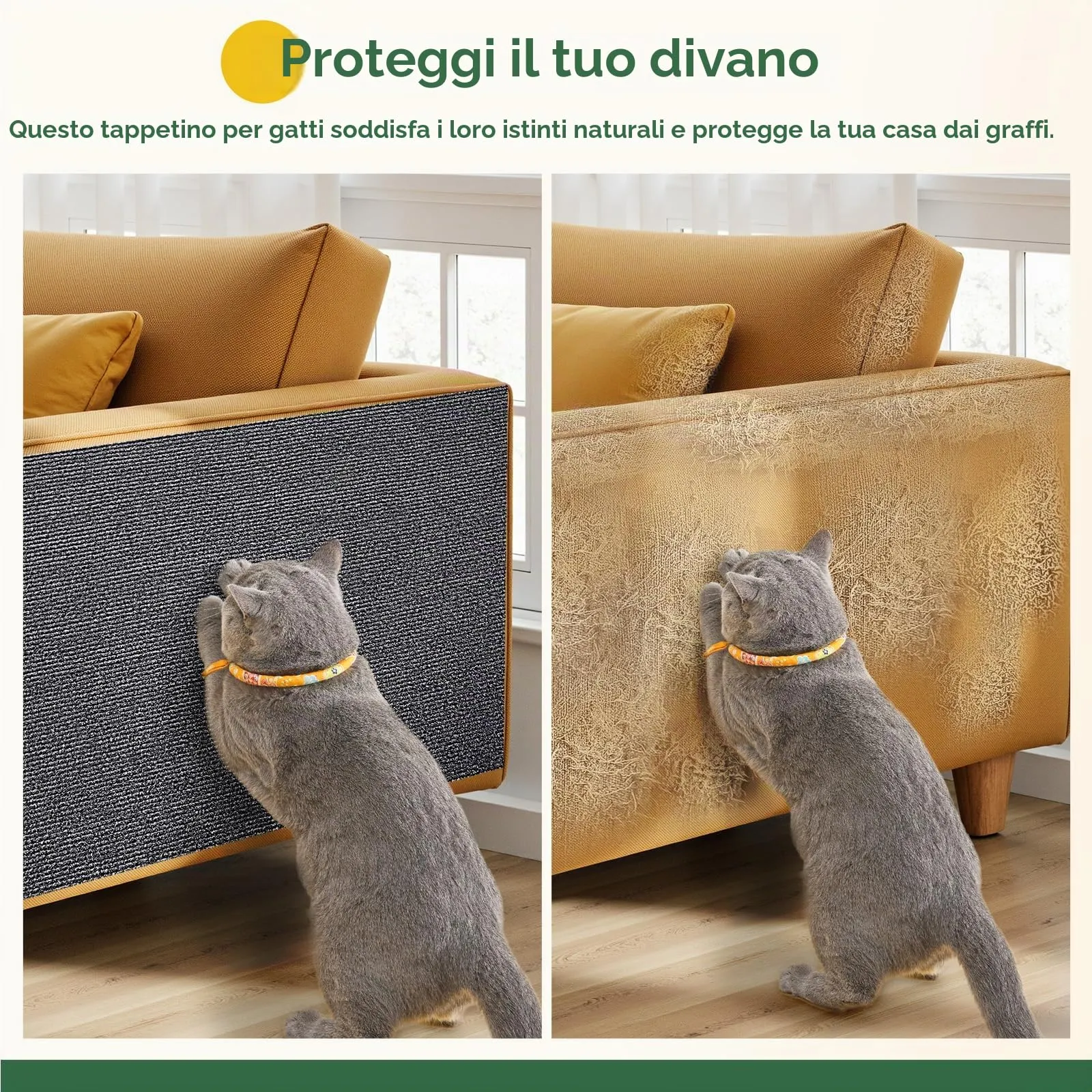 Gimars Tiragraffi Divano Autoadesivo per Gatti, 200x40cm, Grigio - immagine 5