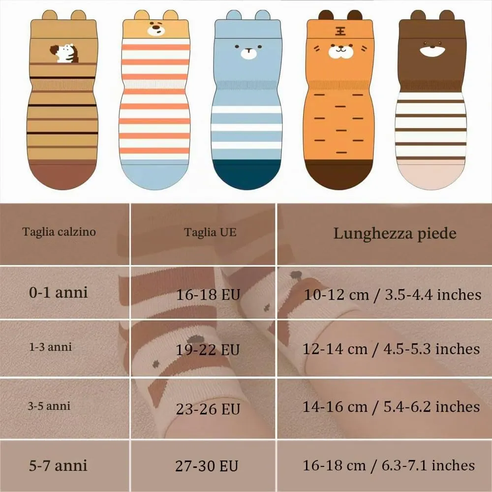 FedMois Calzini Antiscivolo in Cotone per Bambini, Motivi Animali Zebra, 5 Paia, 5-7 anni - immagine 5