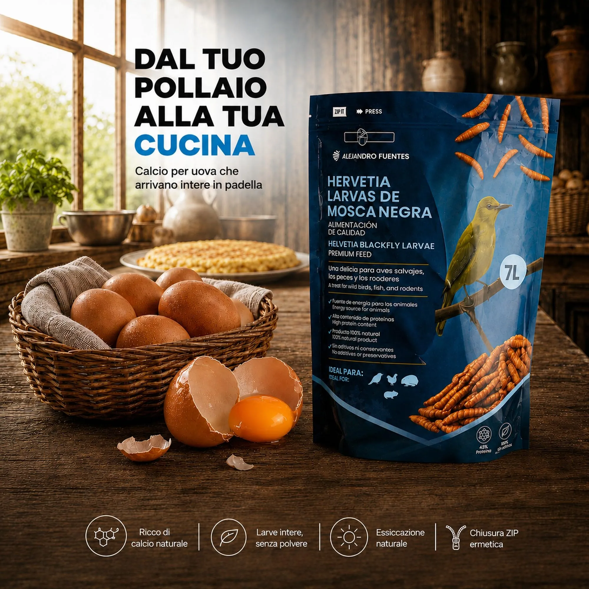 Alejandro Fuentes Larve di Mosca Nera Essiccate, 1kg (7L) - immagine 4