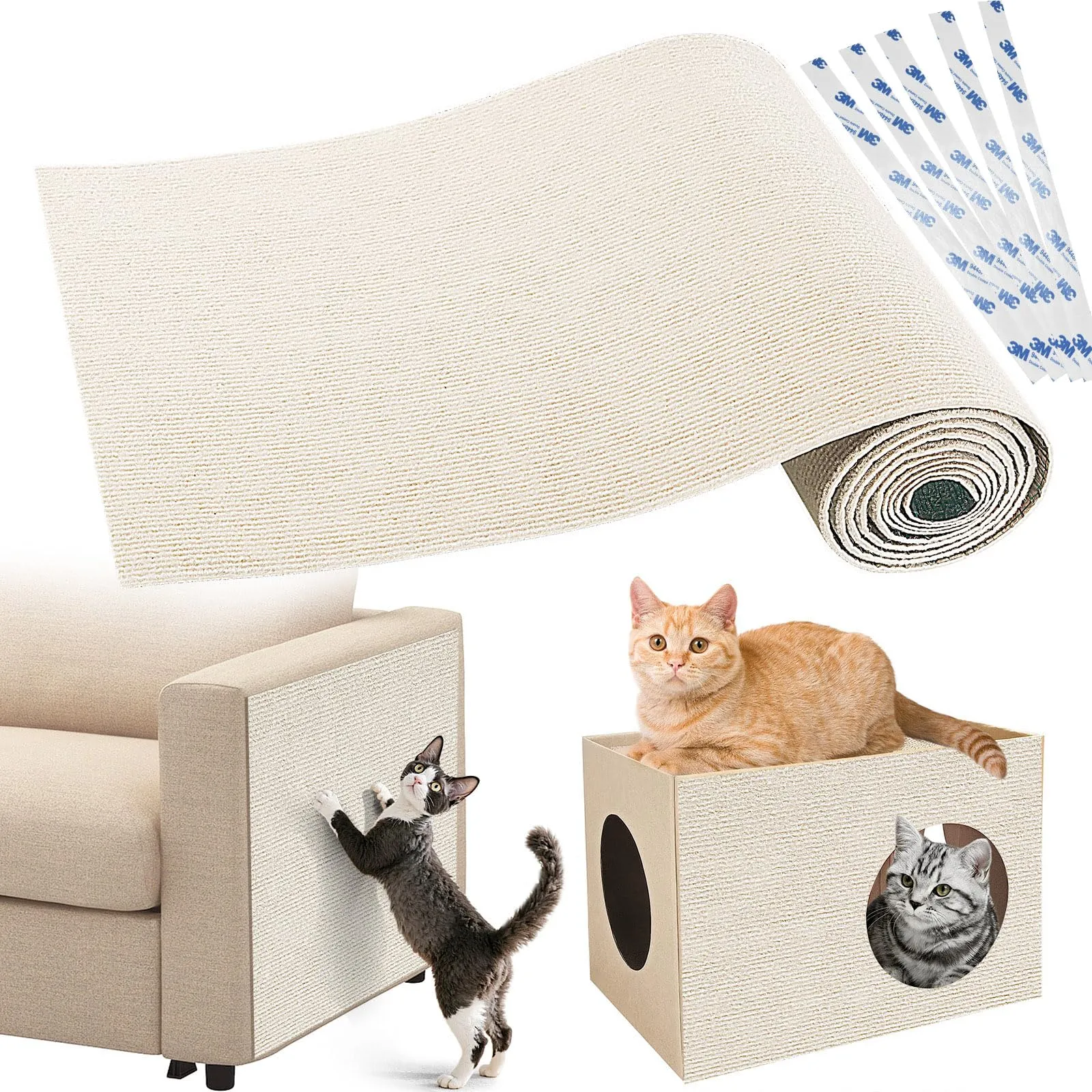 Gimars Tiragraffi Divano Autoadesivo per Gatti, 200x40cm, Bianco - immagine 1
