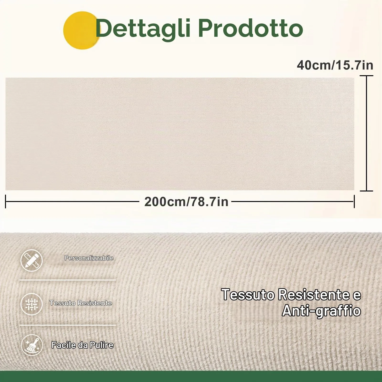 Gimars Tiragraffi Divano Autoadesivo per Gatti, 200x40cm, Bianco - immagine 2
