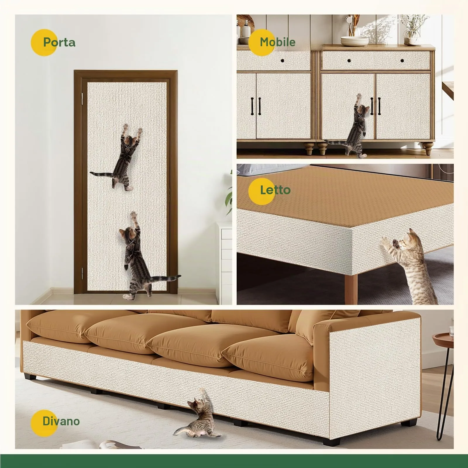 Gimars Tiragraffi Divano Autoadesivo per Gatti, 200x40cm, Bianco - immagine 3