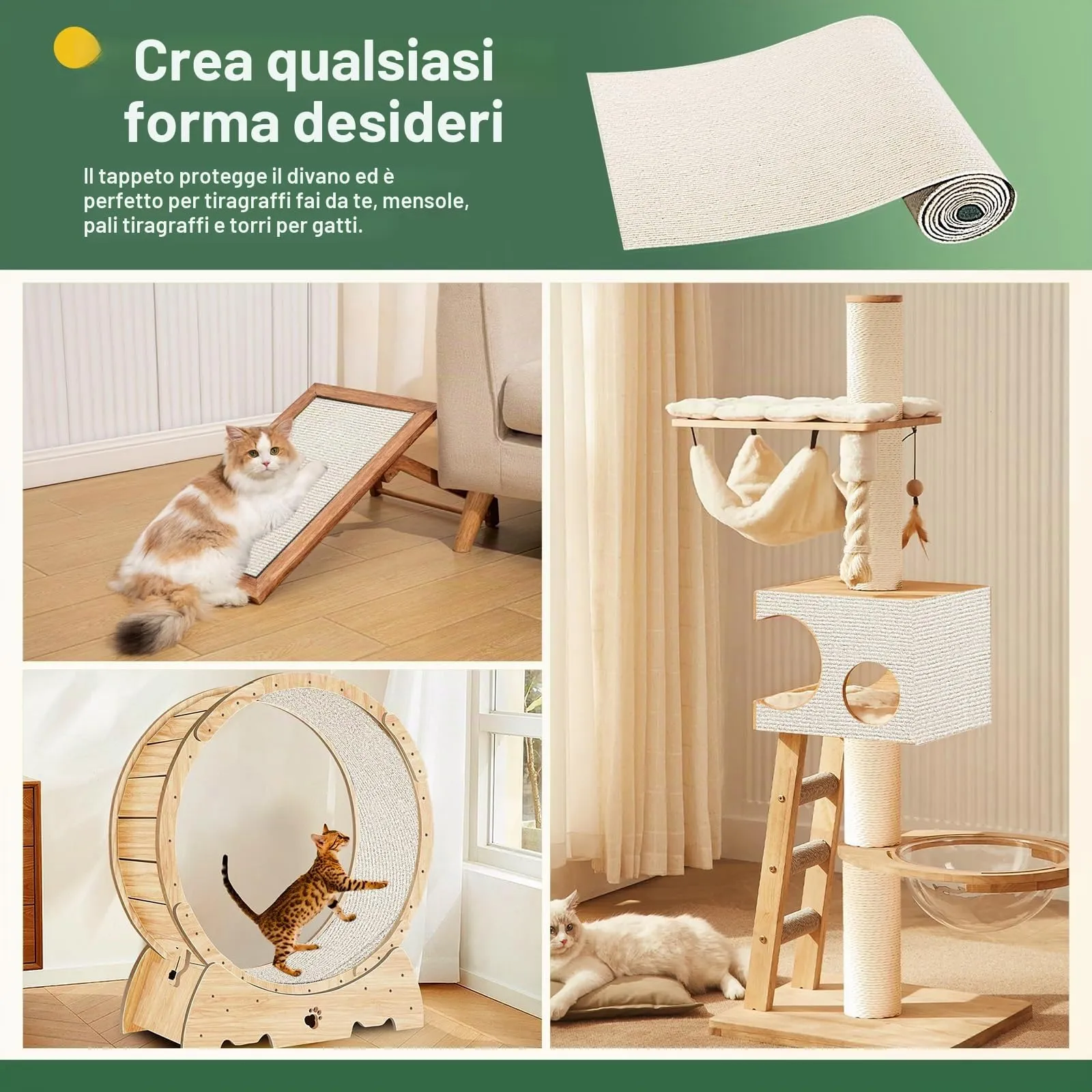 Gimars Tiragraffi Divano Autoadesivo per Gatti, 200x40cm, Bianco - immagine 4