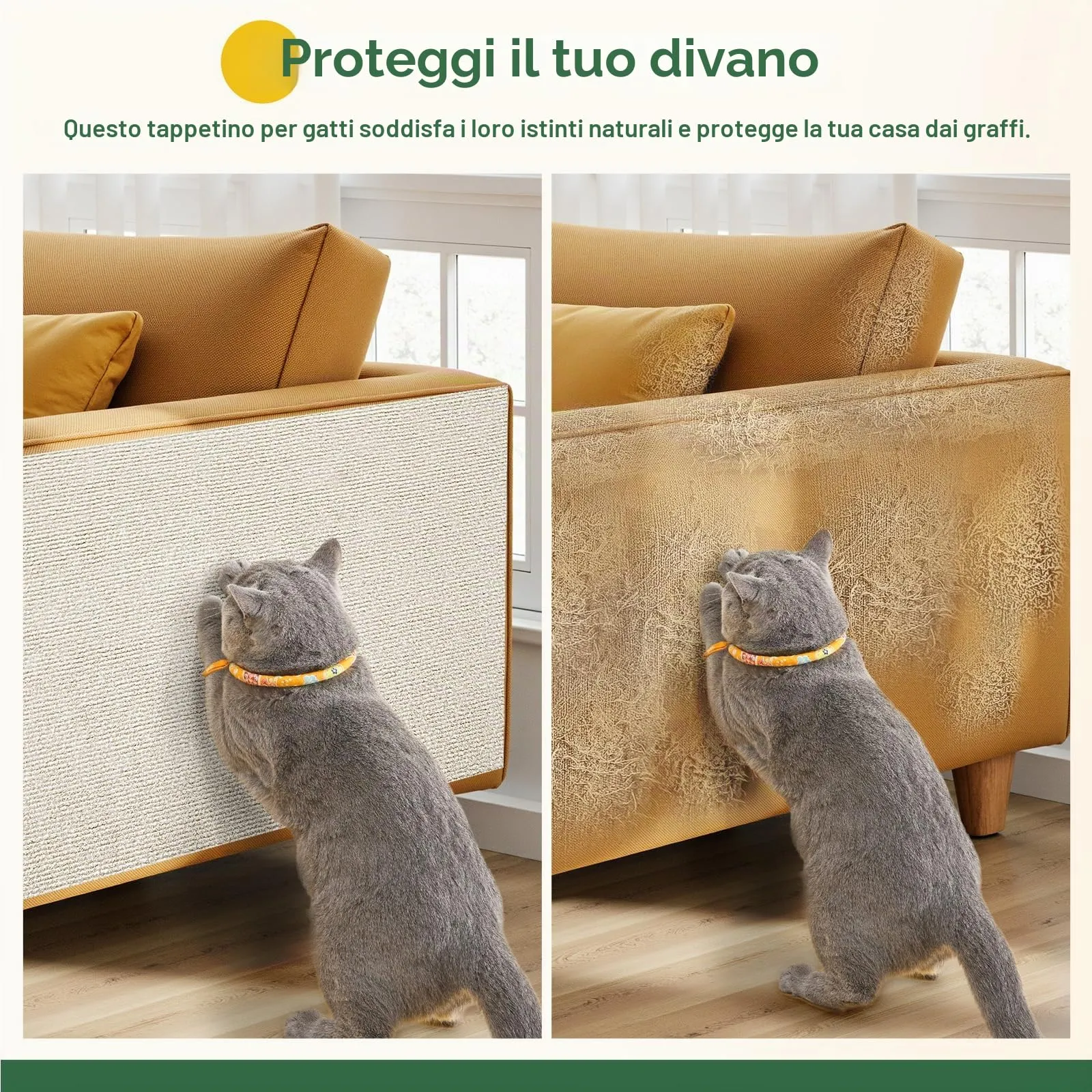 Gimars Tiragraffi Divano Autoadesivo per Gatti, 200x40cm, Bianco - immagine 5