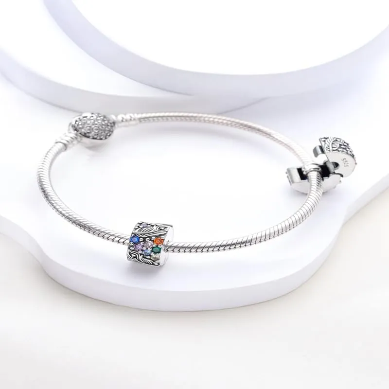 KUNSIR Bead Charm in Argento Sterling 925 con Cubic Zirconia per Braccialetti e Collane Europei - immagine 2