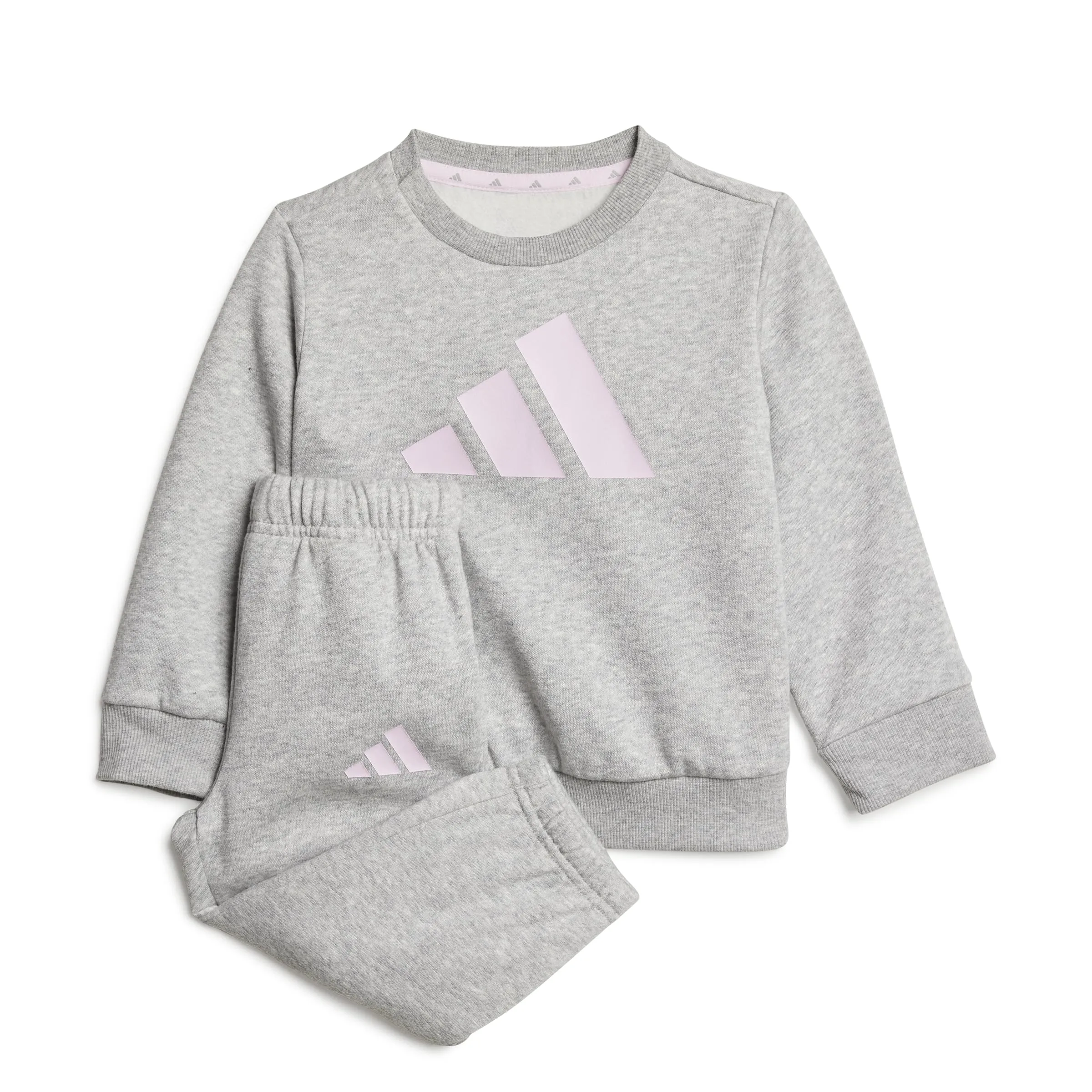 adidas Pantaloni da jogging unisex per bambini, 18-24 mesi, Medium Grey Heather/Clear Pink, JC9644 - immagine 1