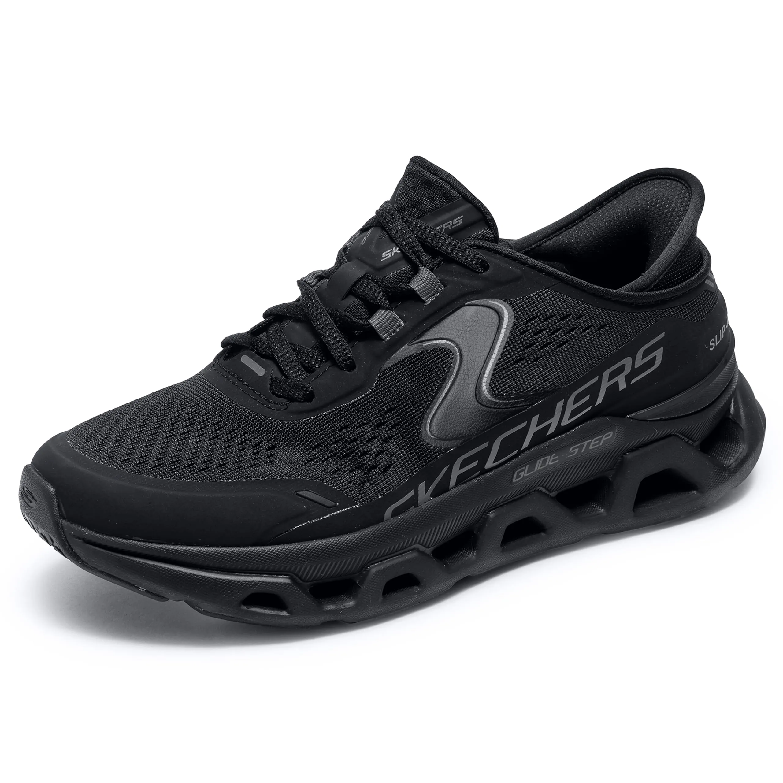 Skechers Glide-Step Atlus Hands Free Sneaker - Nero/Nero, 9.5 Wide - immagine 1