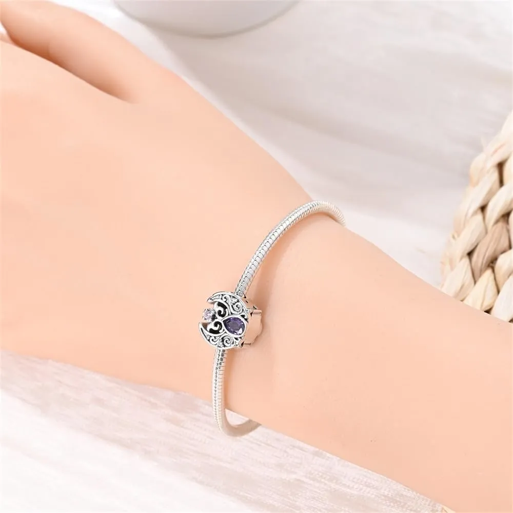 KUNSIR Bead Charm Ciondolo Argento Sterling 925 con Cubic Zirconia per Braccialetti e Collane Europei - immagine 4