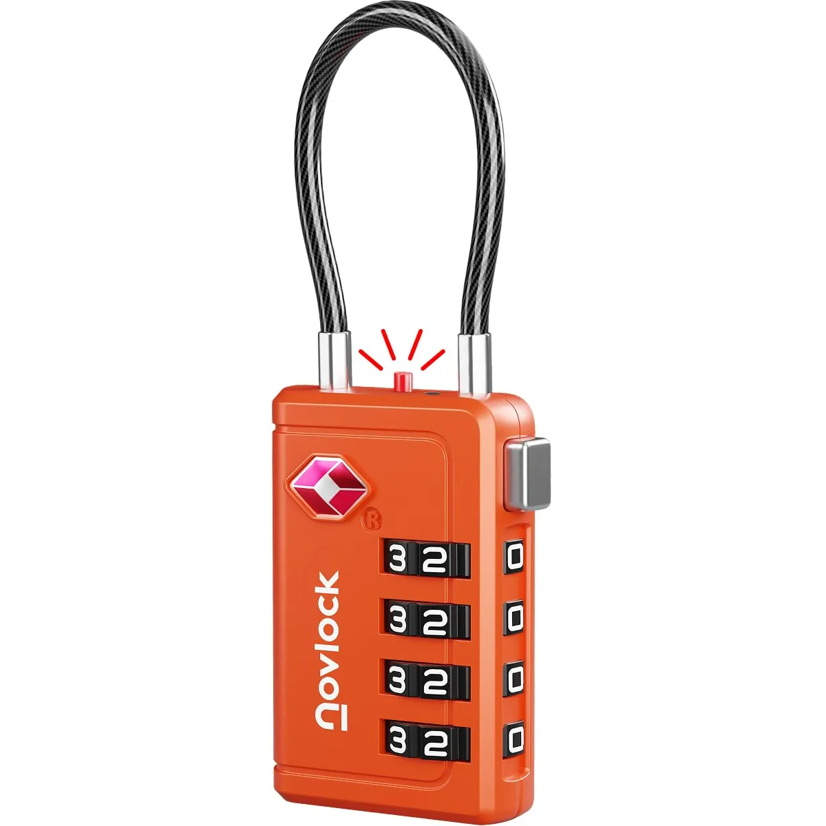 NovLock Lucchetto TSA a combinazione a 4 cifre, arancione - immagine 1