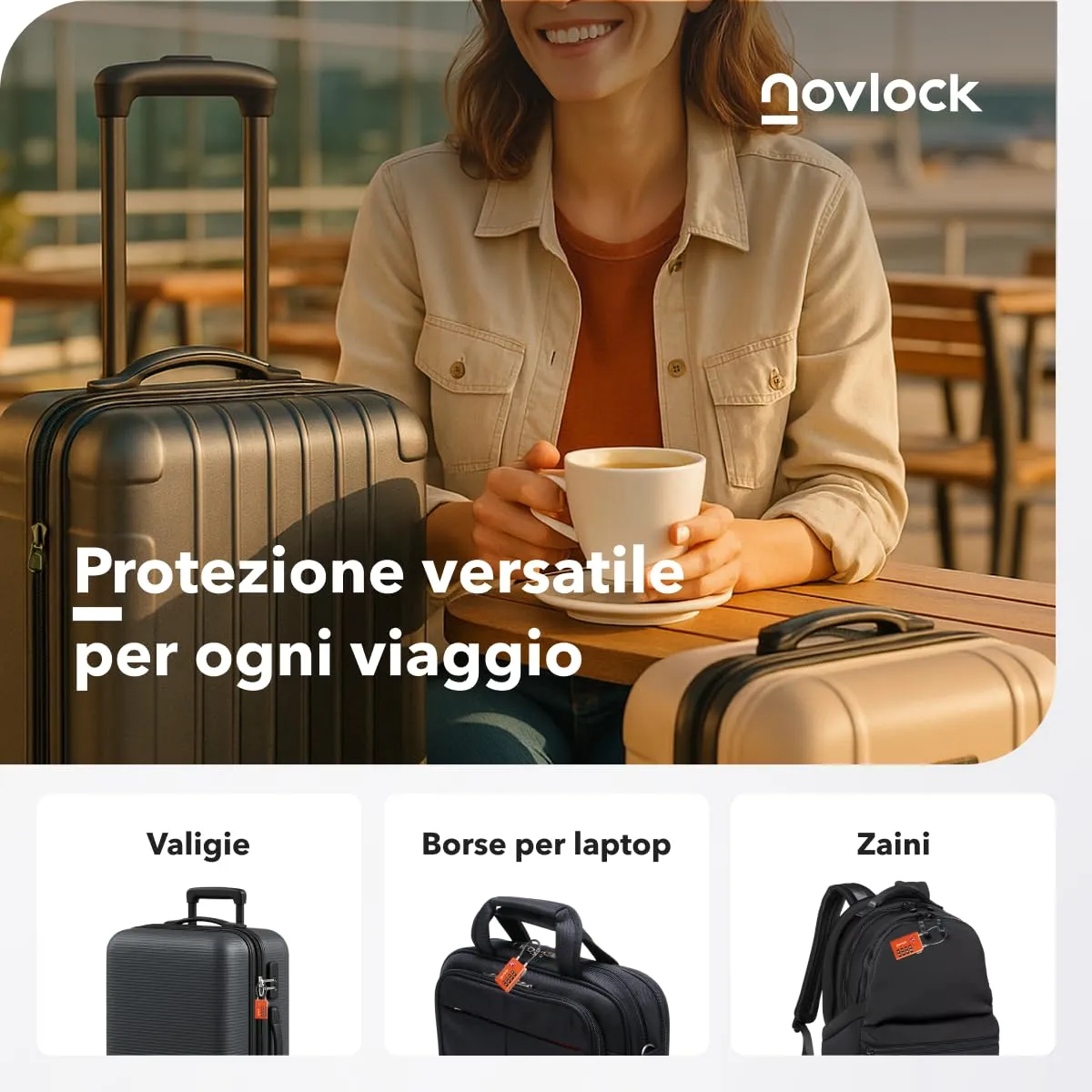 NovLock Lucchetti TSA a combinazione a 4 cifre, confezione da 2 (Arancione) - immagine 8