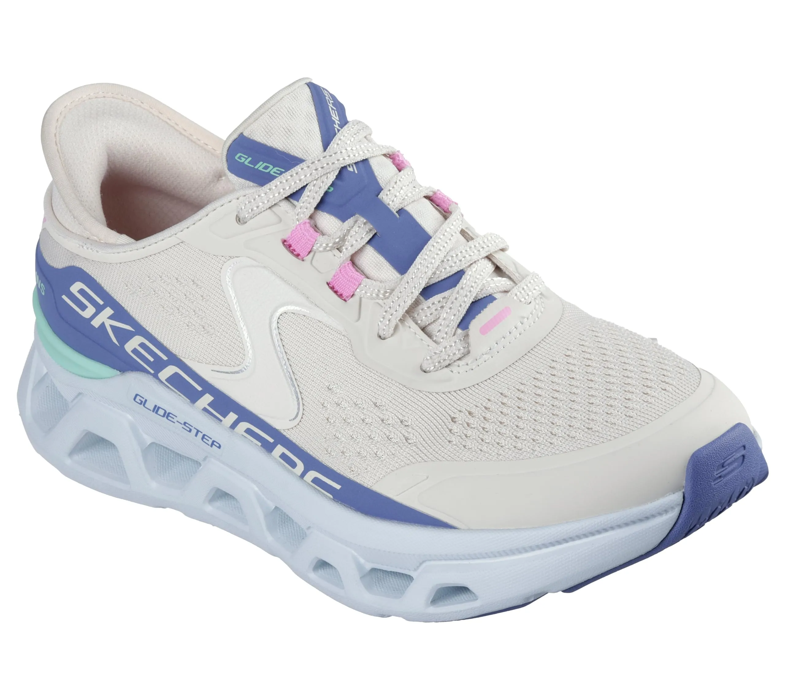 Skechers Glide-Step Atlus Slip-ins Sneaker Donna, Naturale/Multi, 39.5 EU - immagine 7