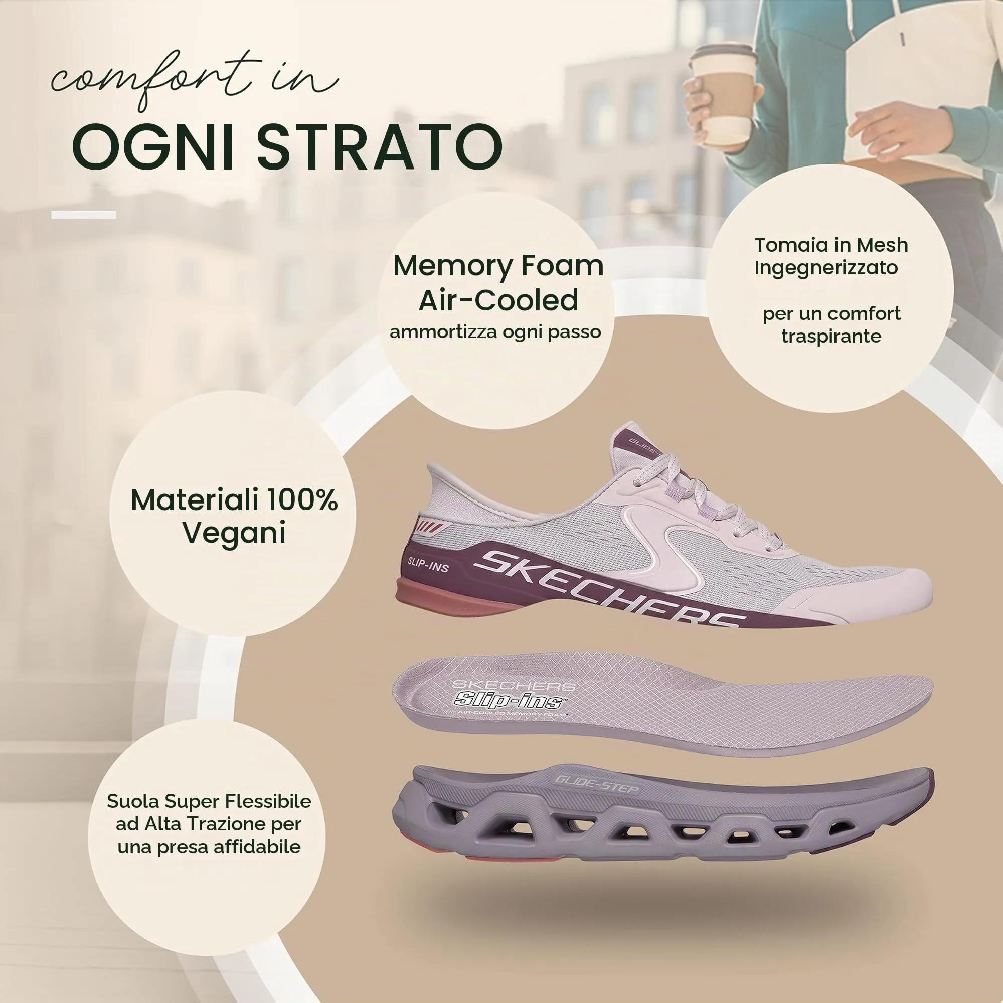 Skechers Glide-Step Atlus Sneaker da Donna, Lavanda, 36 EU - immagine 6