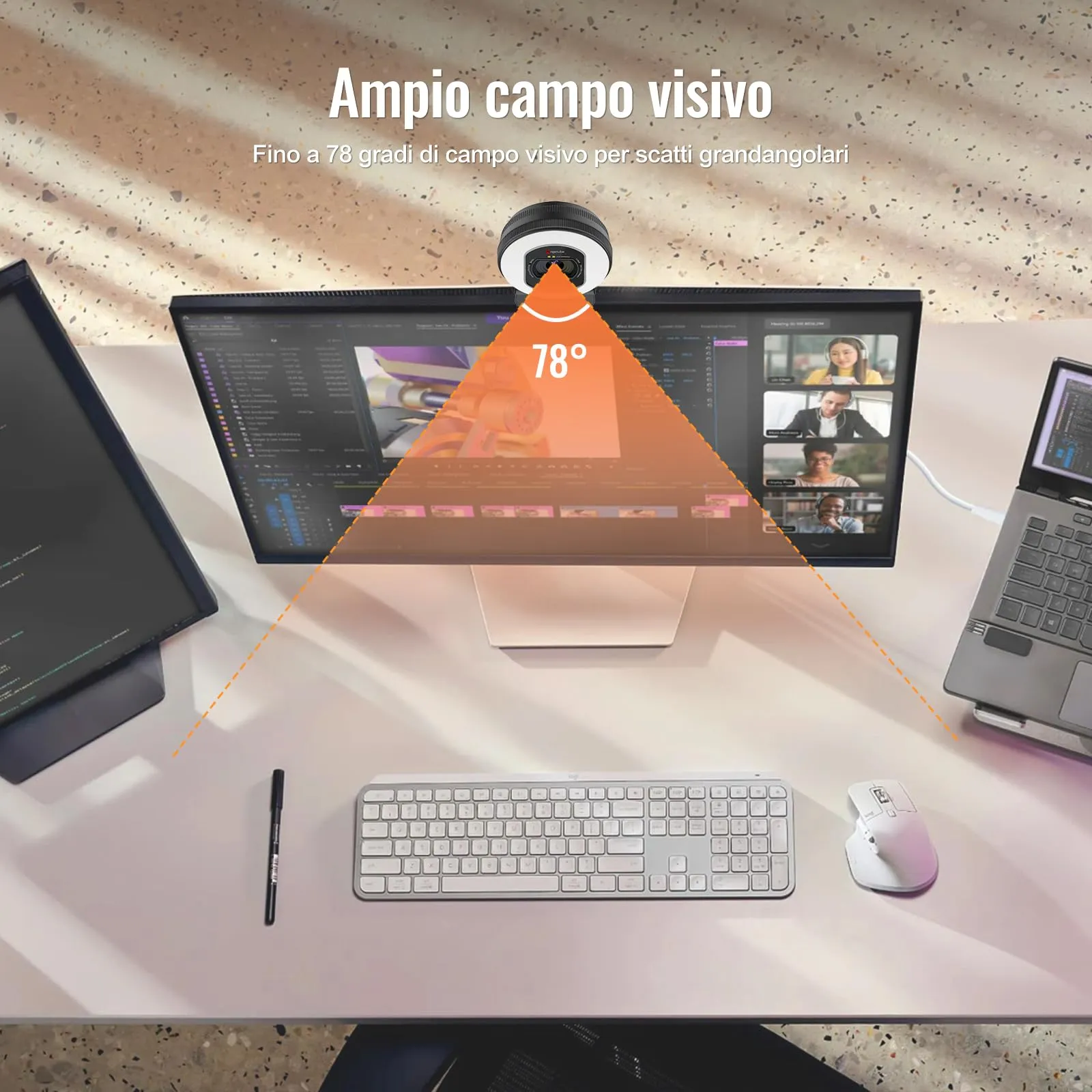 Angetube 866Max Webcam 4K con Luce, Autofocus TOF e Doppio Microfono - immagine 7