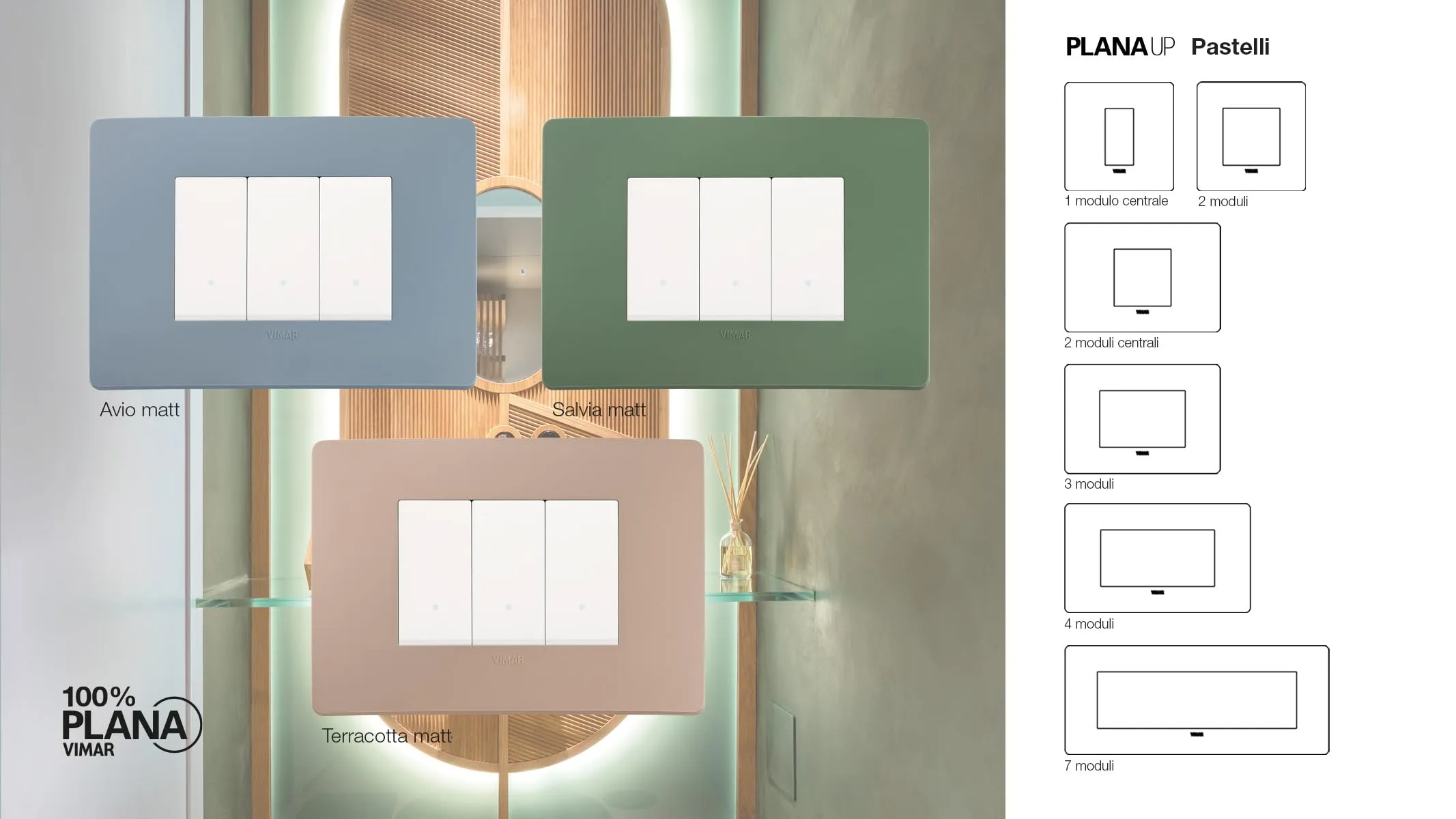 Vimar Plana Up Placca 4 Moduli Centrali 14654U.18, Terracotta - immagine 2