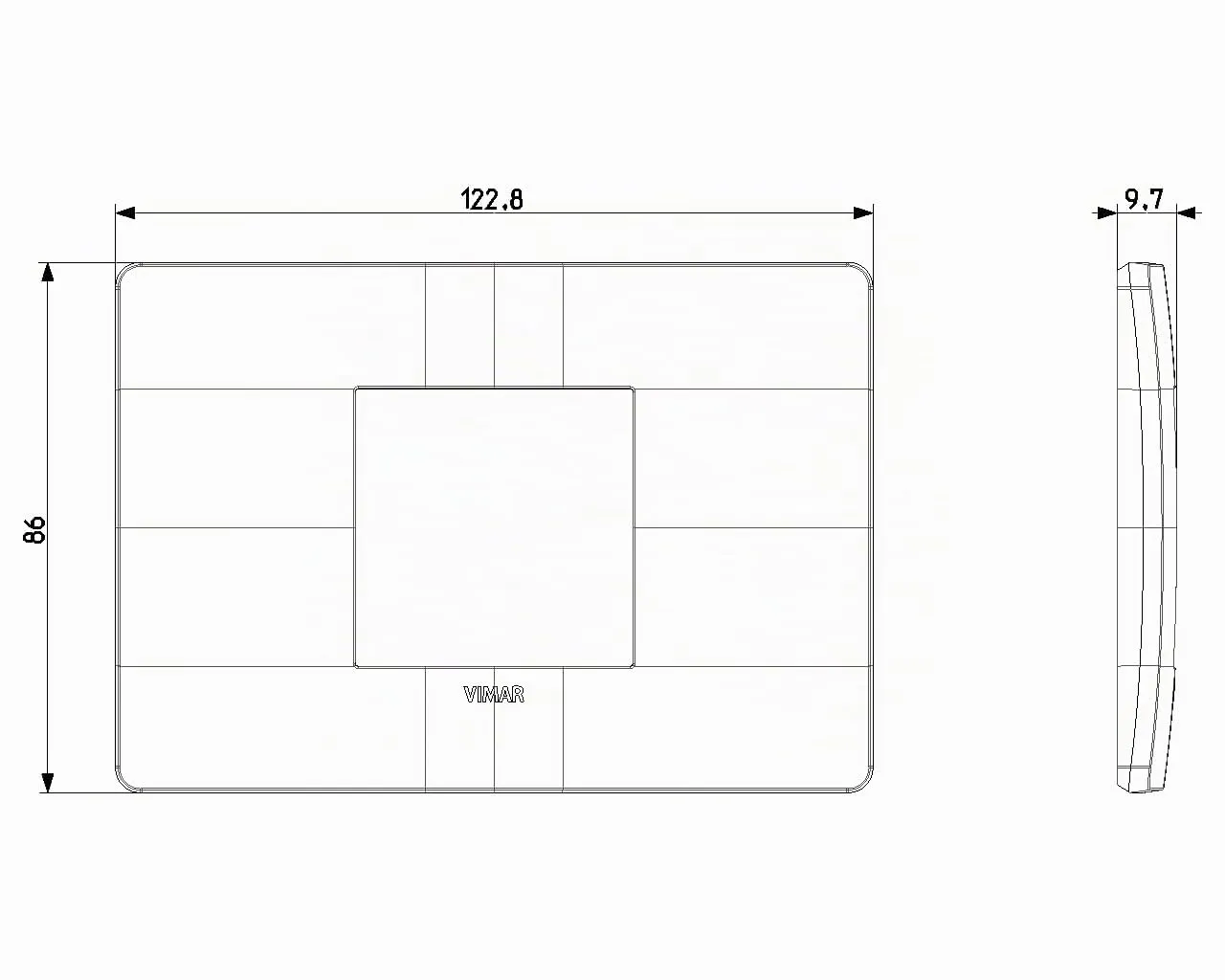 Vimar Plana Up Placca 2 Moduli Centrali 14652U.11 Bianco Matt - immagine 5