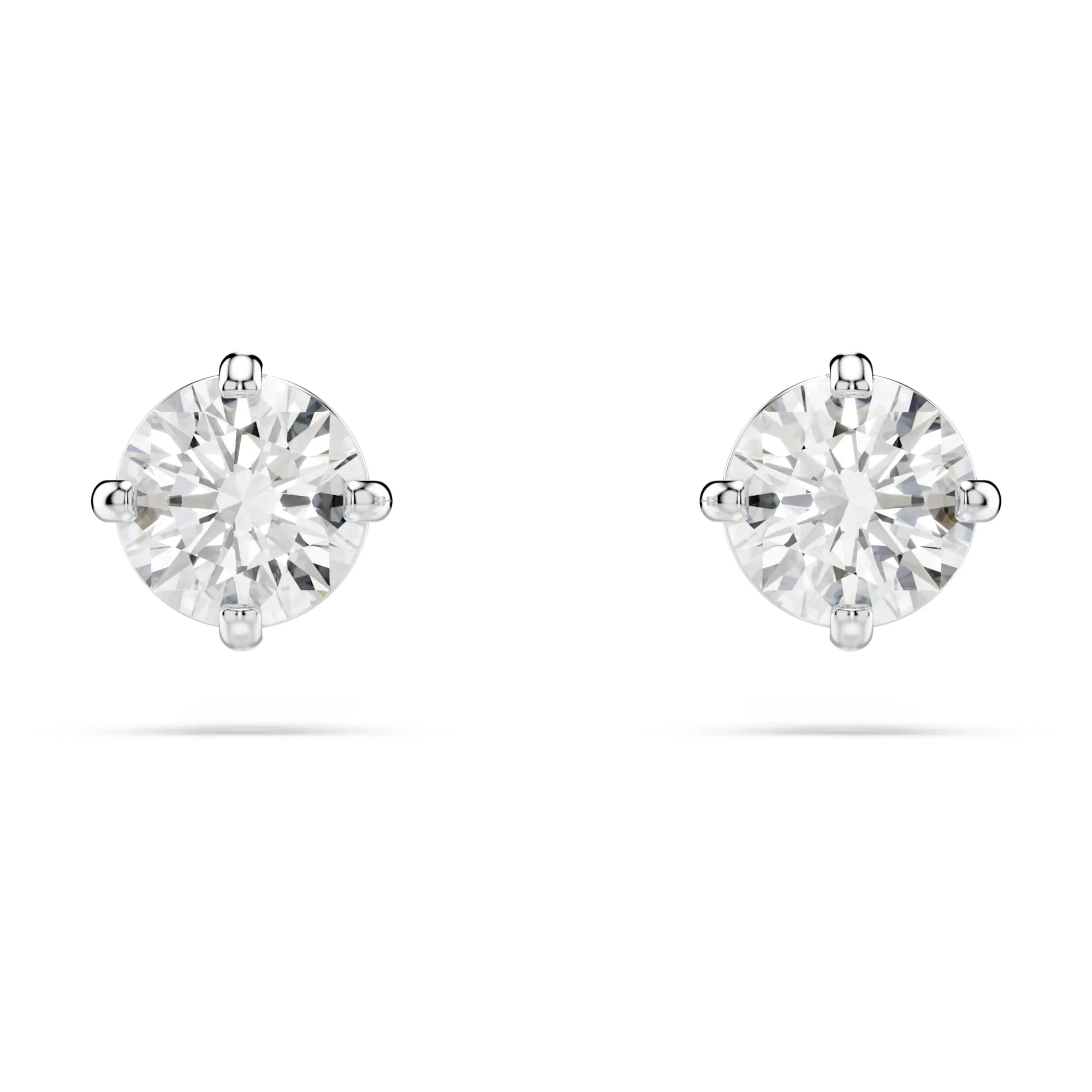 Swarovski Attract Round Cut Stud Earrings, White, Rhodium Plated - immagine 1