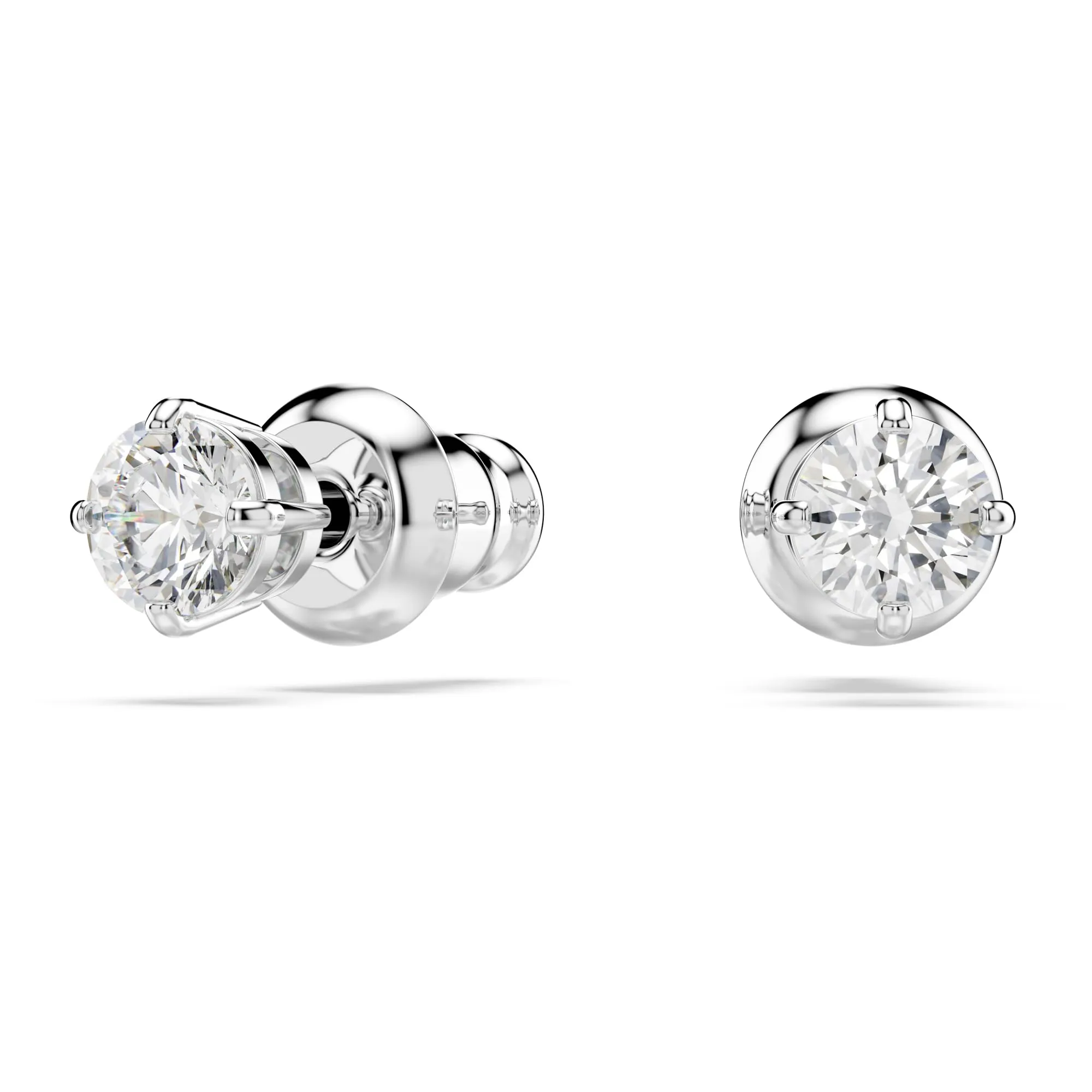 Swarovski Attract Round Cut Stud Earrings, White, Rhodium Plated - immagine 2