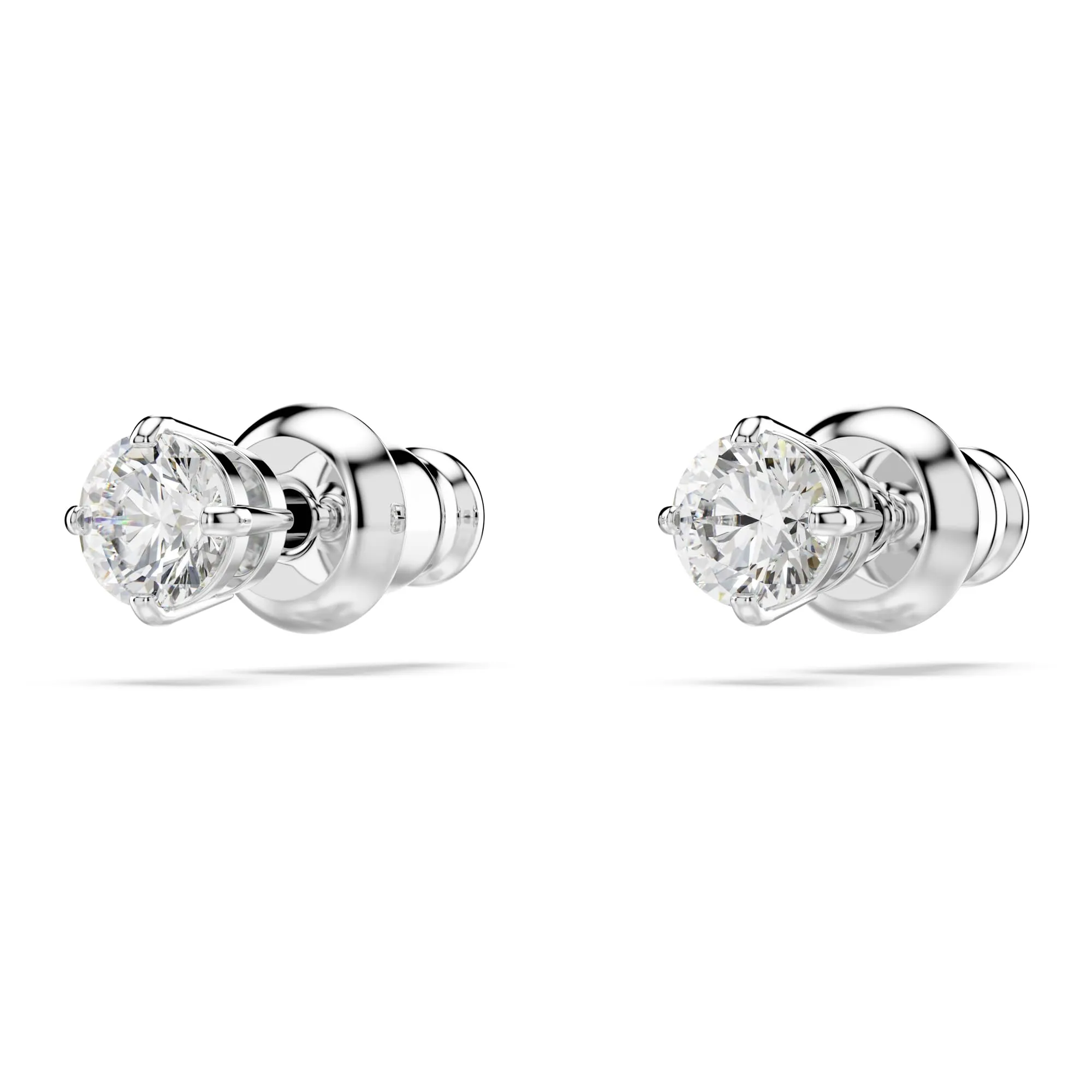 Swarovski Attract Round Cut Stud Earrings, White, Rhodium Plated - immagine 3