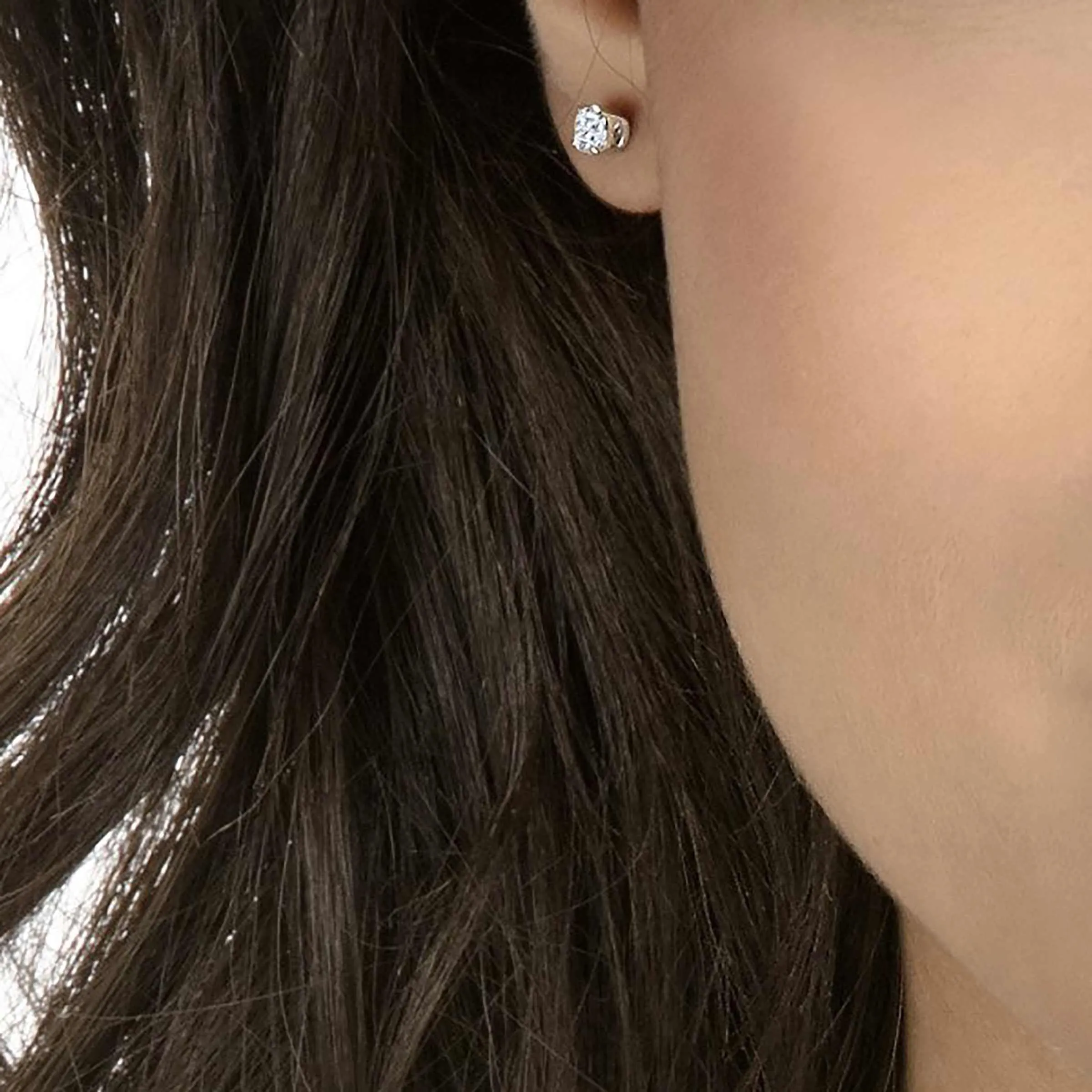 Swarovski Attract Round Cut Stud Earrings, White, Rhodium Plated - immagine 6