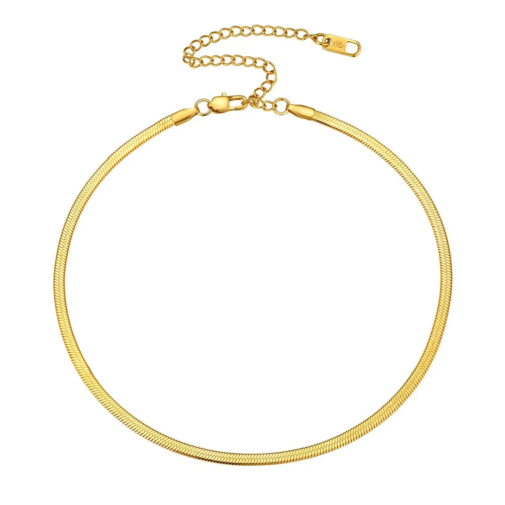 PROSTEEL Collana a Catena Serpente Piatta 3 mm, Acciaio Placcato Oro, Lunghezza Regolabile 32-41 cm - immagine 1