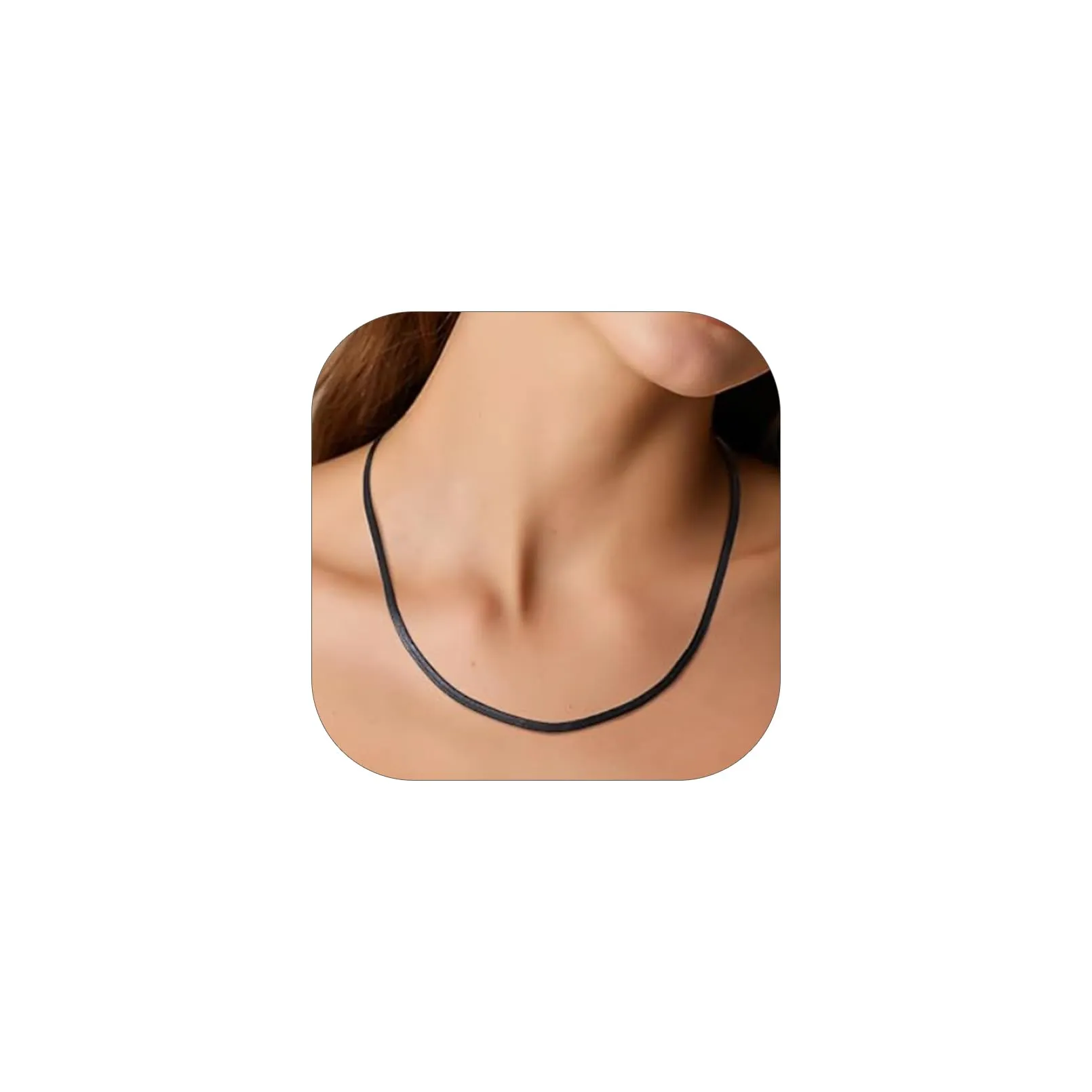 PROSTEEL Collana Donna Girocollo Catena Serpente Piatta Nera 3mm 32cm - immagine 1
