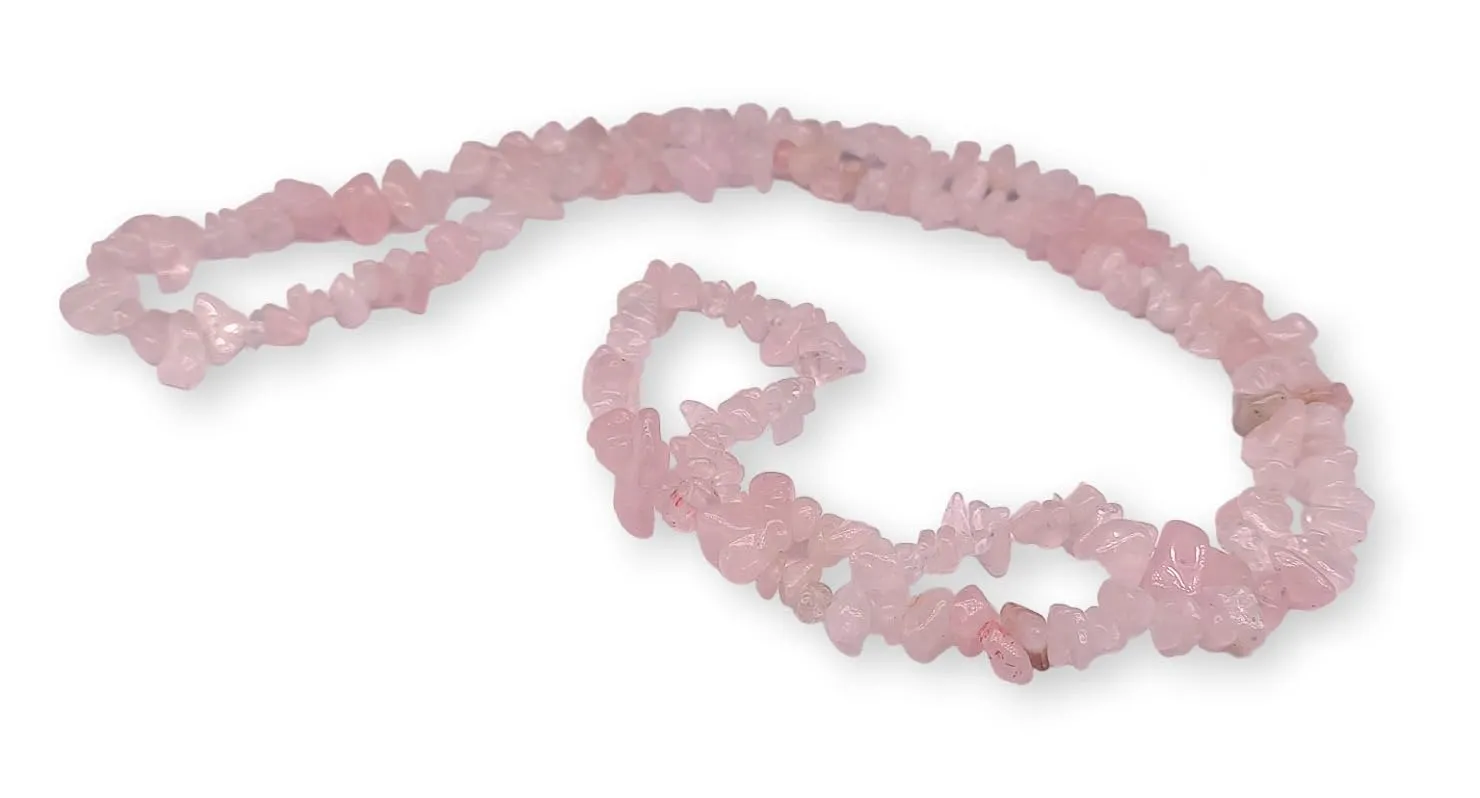 TENET Collana Chips in Pietre Naturali Quarzo Rosa, 84 cm - immagine 1