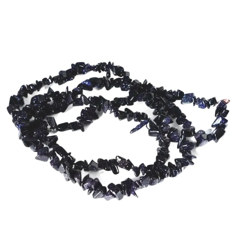 TENET Collana in pietre naturali Goldstone blu, 84 cm - immagine 1